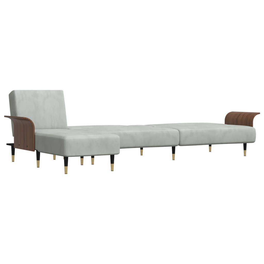 L-Form 279x140x70 Sofa vidaXL Samt Hellgrau in Schlafsofa cm