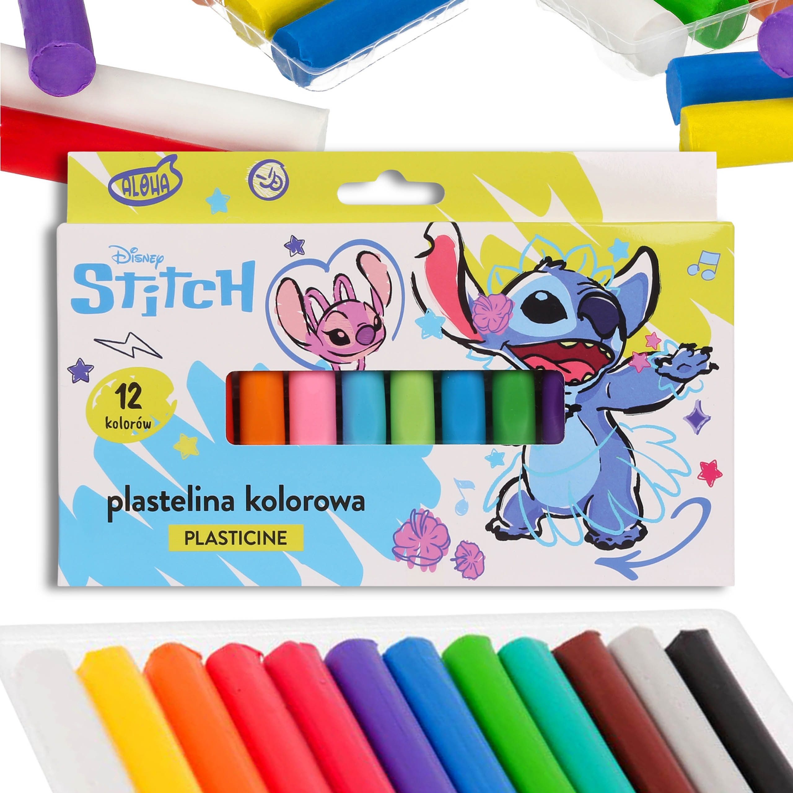 Sarcia.eu Malstift DISNEY Stitch SICHERE, bunte Schul KNETMASSE für Kinder, Set 12 FARBEN