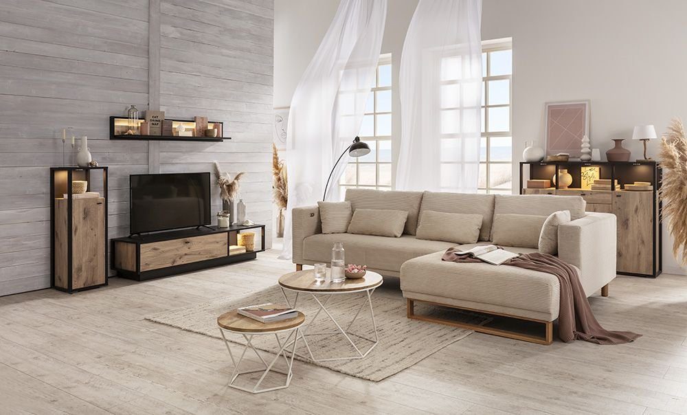 SANSIBAR LIVING Schlafsofa Verwandlungsecke SANSIBAR FRIESLAND BHT 293x67x187 cm beige