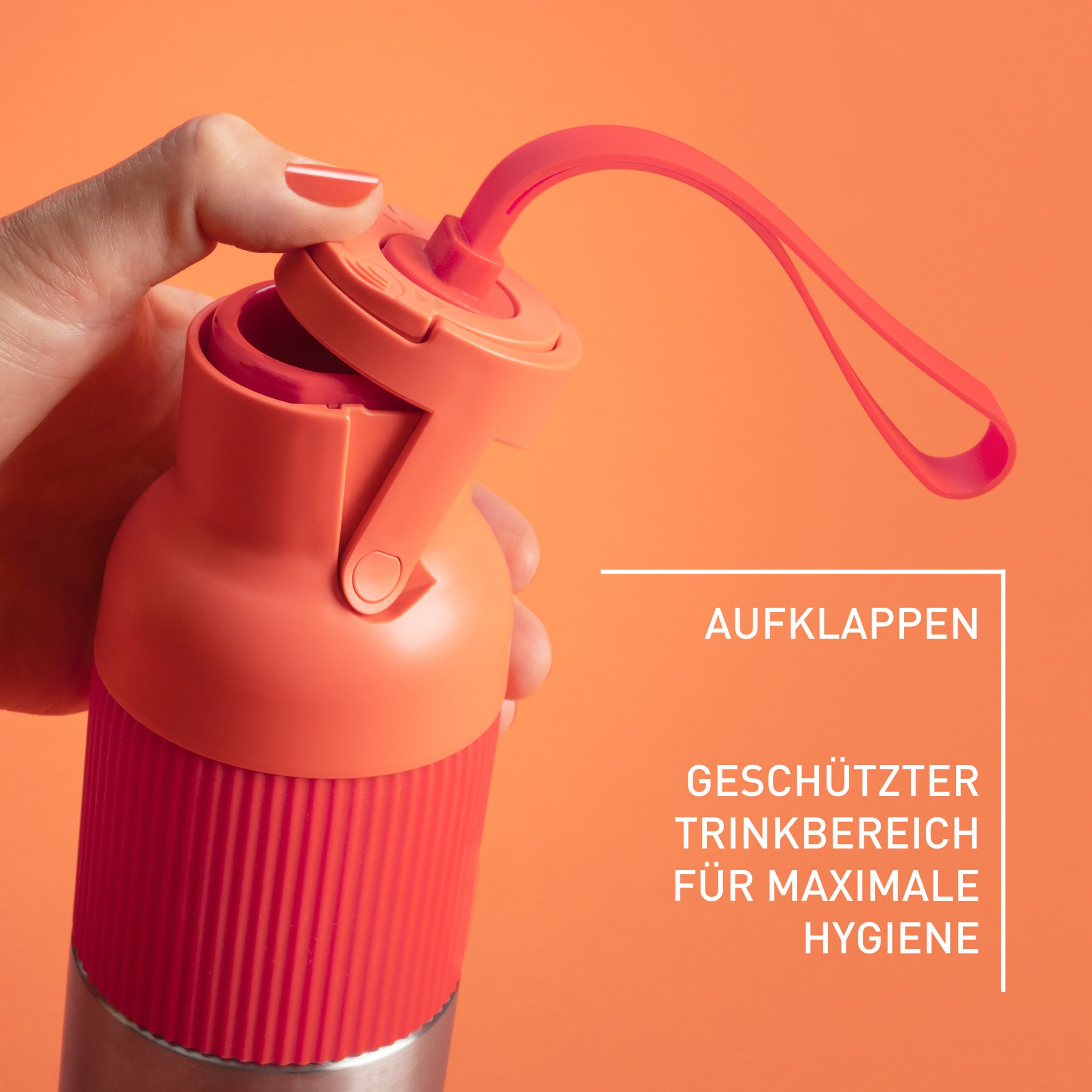 Emsa Isolierflasche beYou Flip, mit Flip-Verschluss und Trageband, 100% dicht, spülmaschinengeeignet