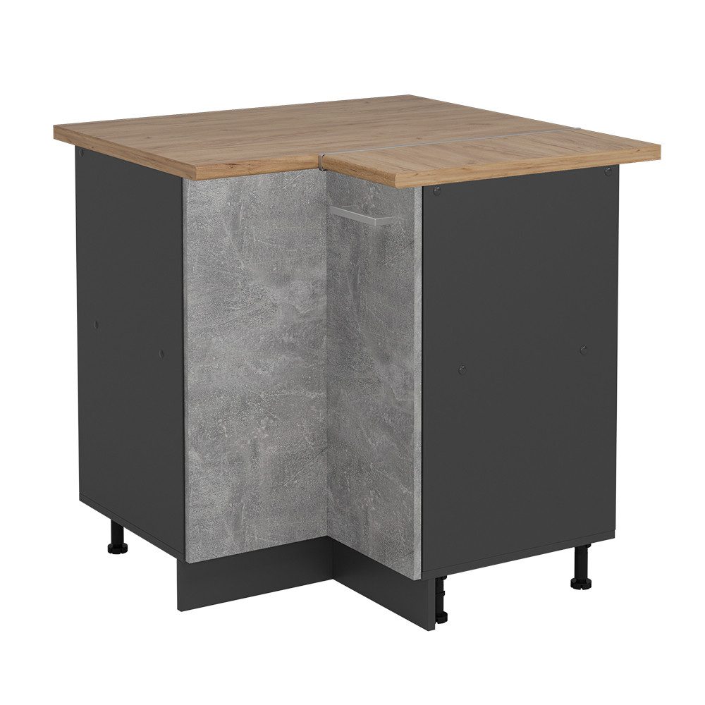 Vicco Eckunterschrank R-Line, Beton/Anthrazit, 75.6 cm, günstig online kaufen