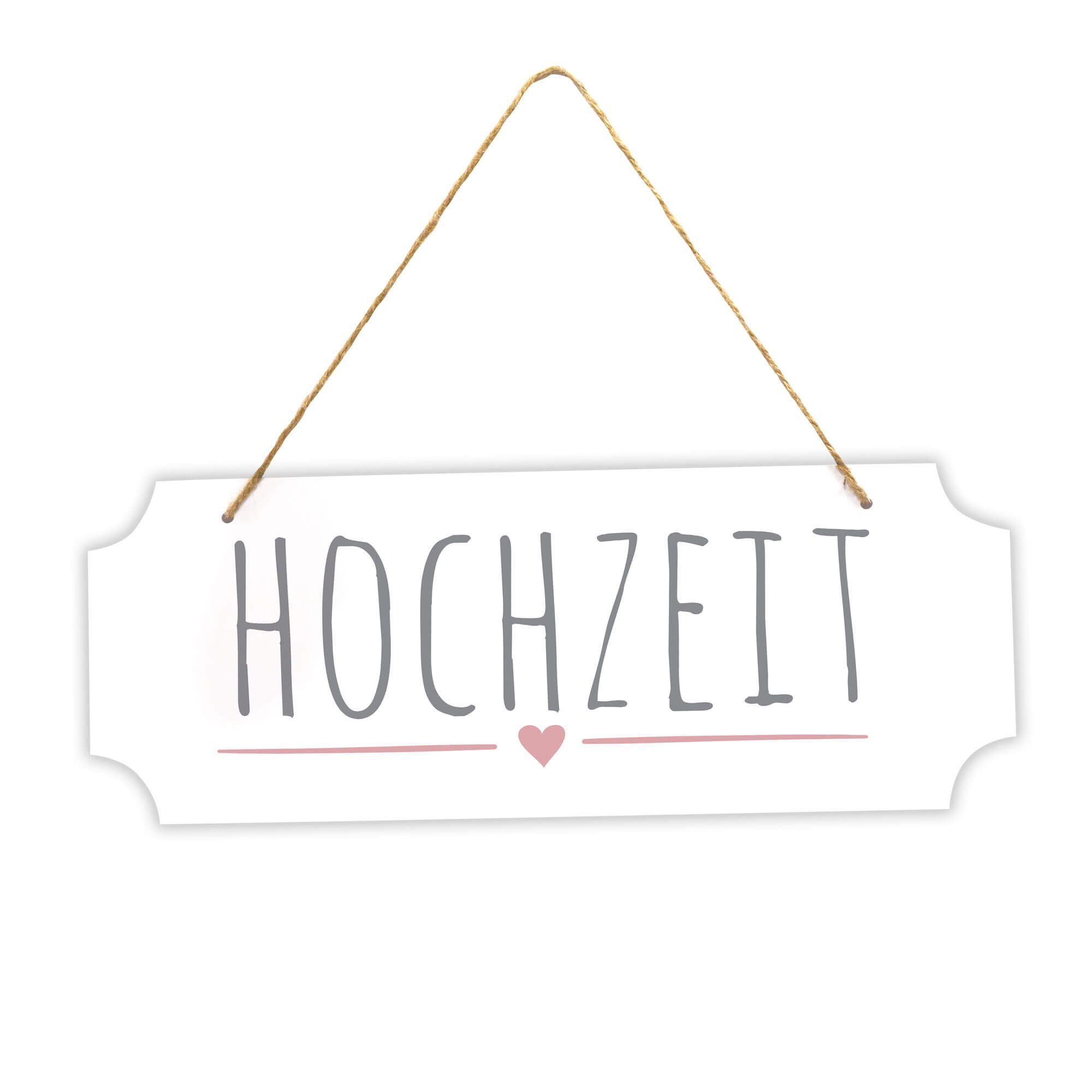 Frau WUNDERVoll Papierdekoration SCHILD HOCHZEIT aus Holz, 40 x 15 cm