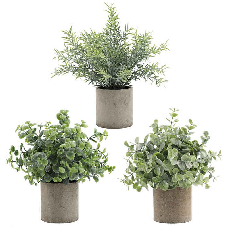 Kunstpflanze Kunstpflanzen, KEAYOO, Höhe 20 cm, 3er Set, 3 verschiedene Kunstpflanzen, im Topf