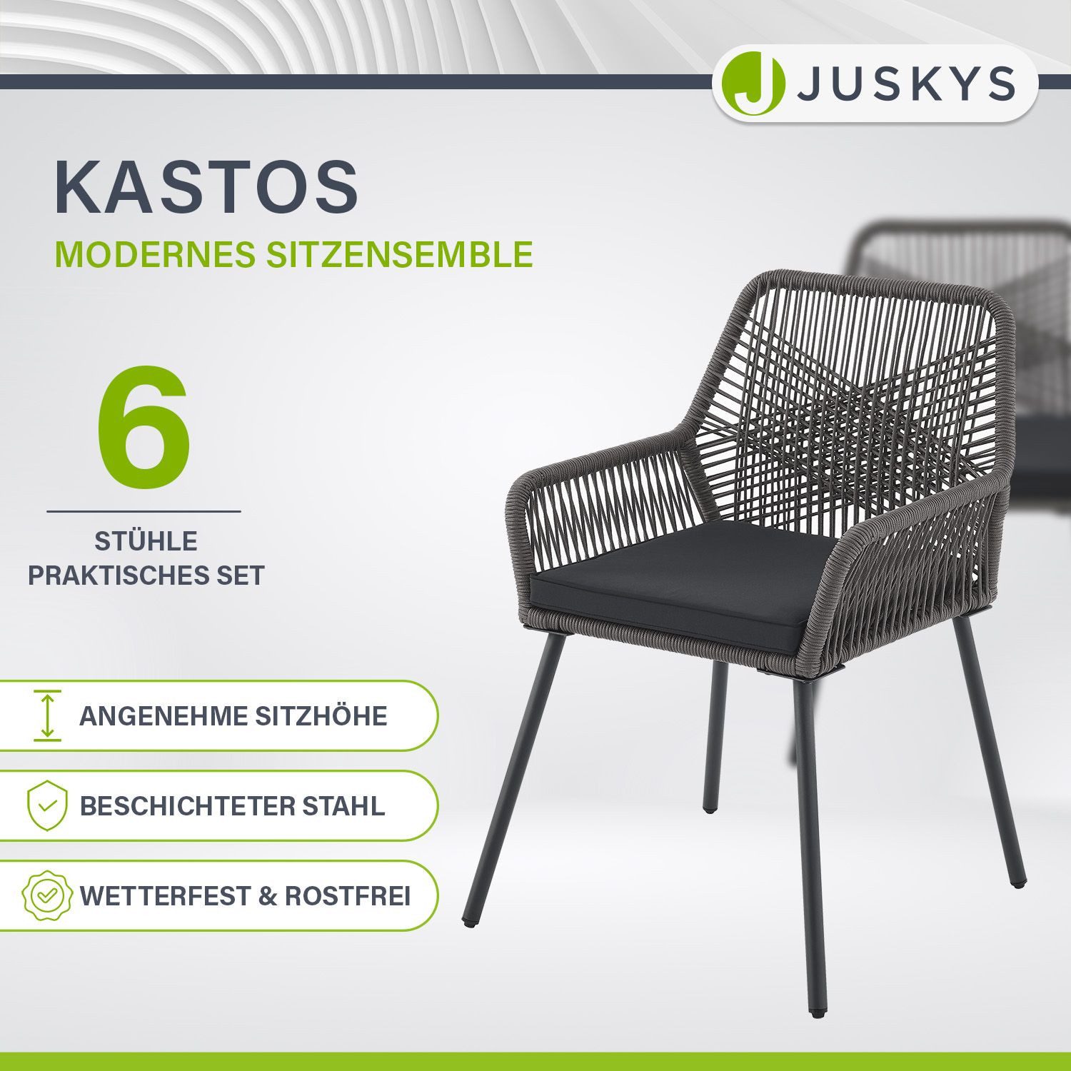 Juskys Gartenstuhl Kostas (6 St), Gartenmöbel günstig online kaufen