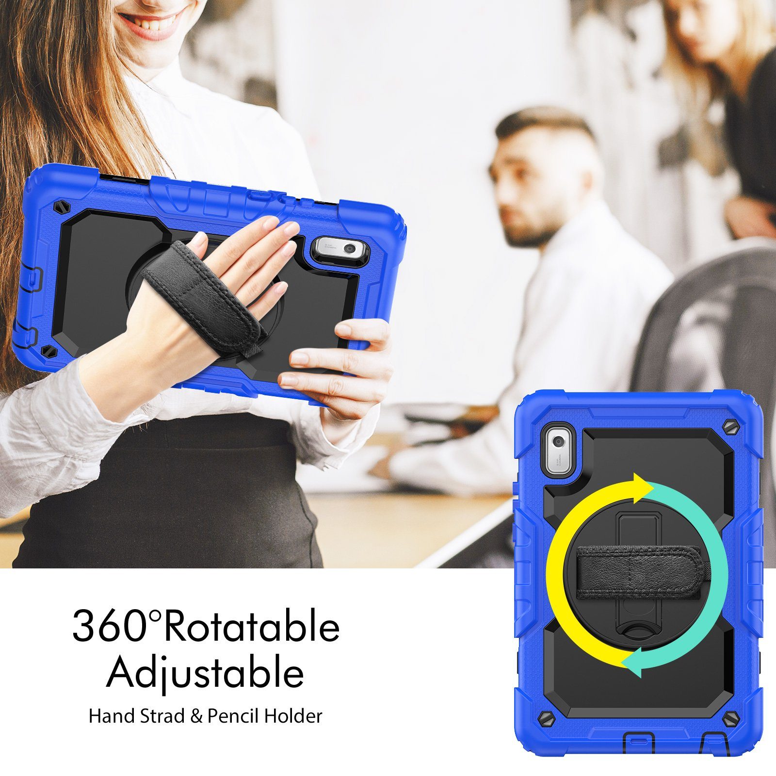 Lobwerk Tablet-Hülle 4in1 Hülle für Lenovo Tab M9 TB-310FU 2023 9 Zoll +Tragegurt, Sturzdämpfung, Aufstellfunktion, Outdoor