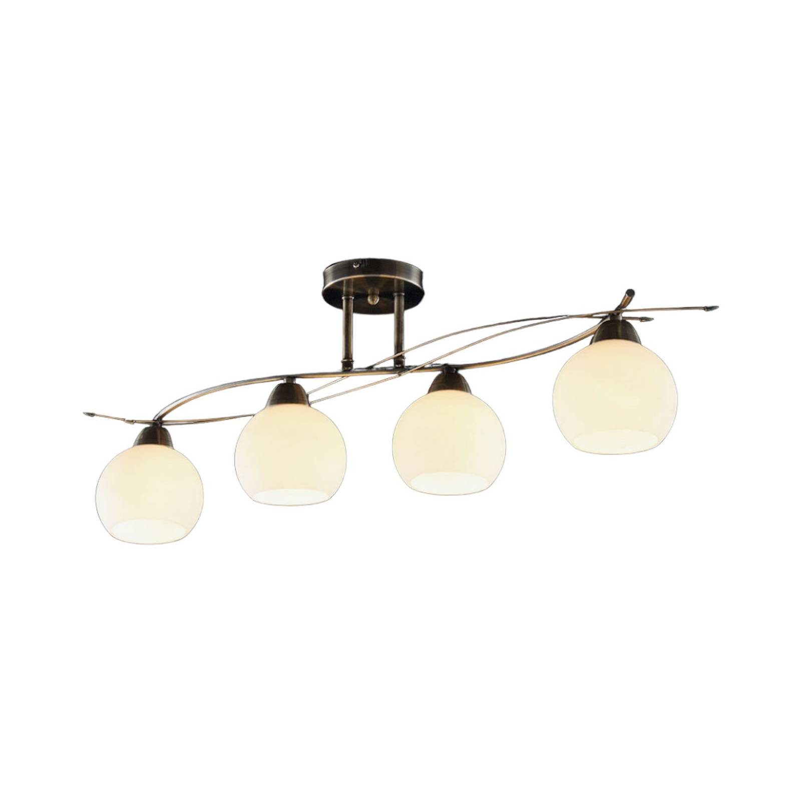 Lindby Deckenlampe Leanda, 80 cm, vierflammig, Metall, Glas günstig online kaufen