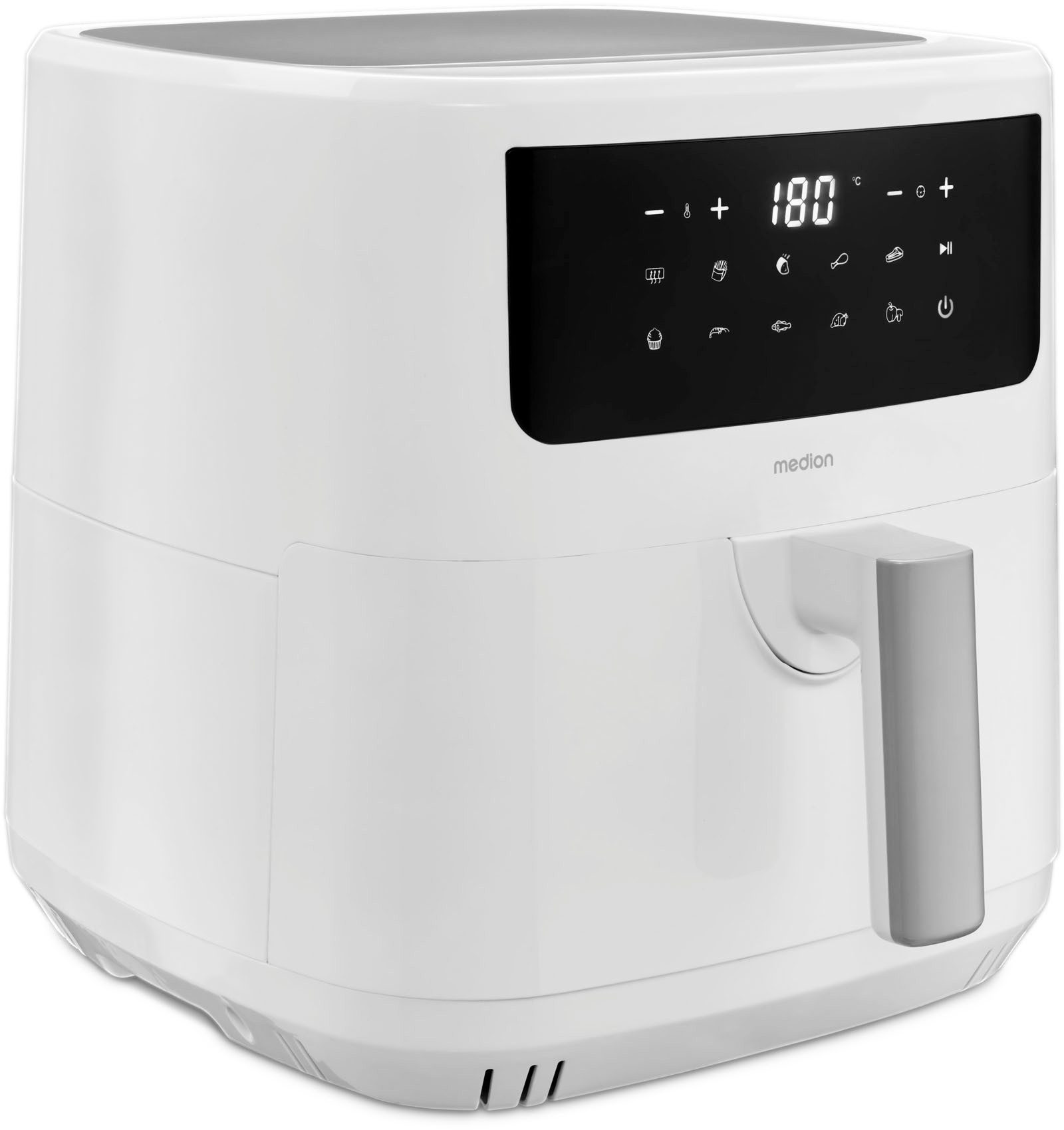 Medion® Heißluftfritteuse mit 2 Heizelementen MD11750 P10 XL Duo, großer, 2000 W, Temperatur einstellbar 50 - 200 °C, ILAG Beschichtung, Timer