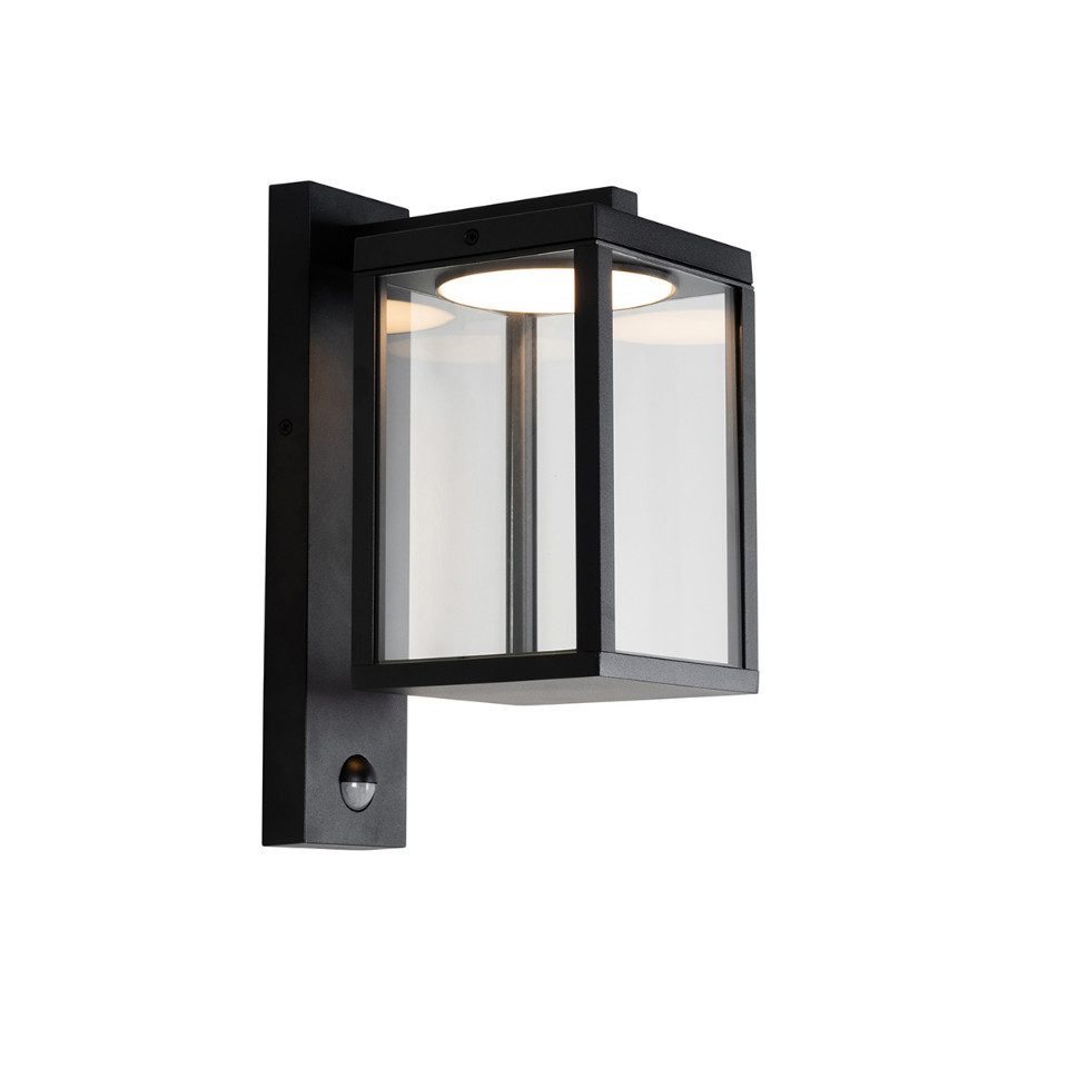 Qazqa Außen-Wandleuchte Ferdinand, Dämmerungssensor, LED fest integriert, Extra-Warmweiß, QAZQA Sicherheits­leuchte, integrated, Schwarz, Aluminium, Modern