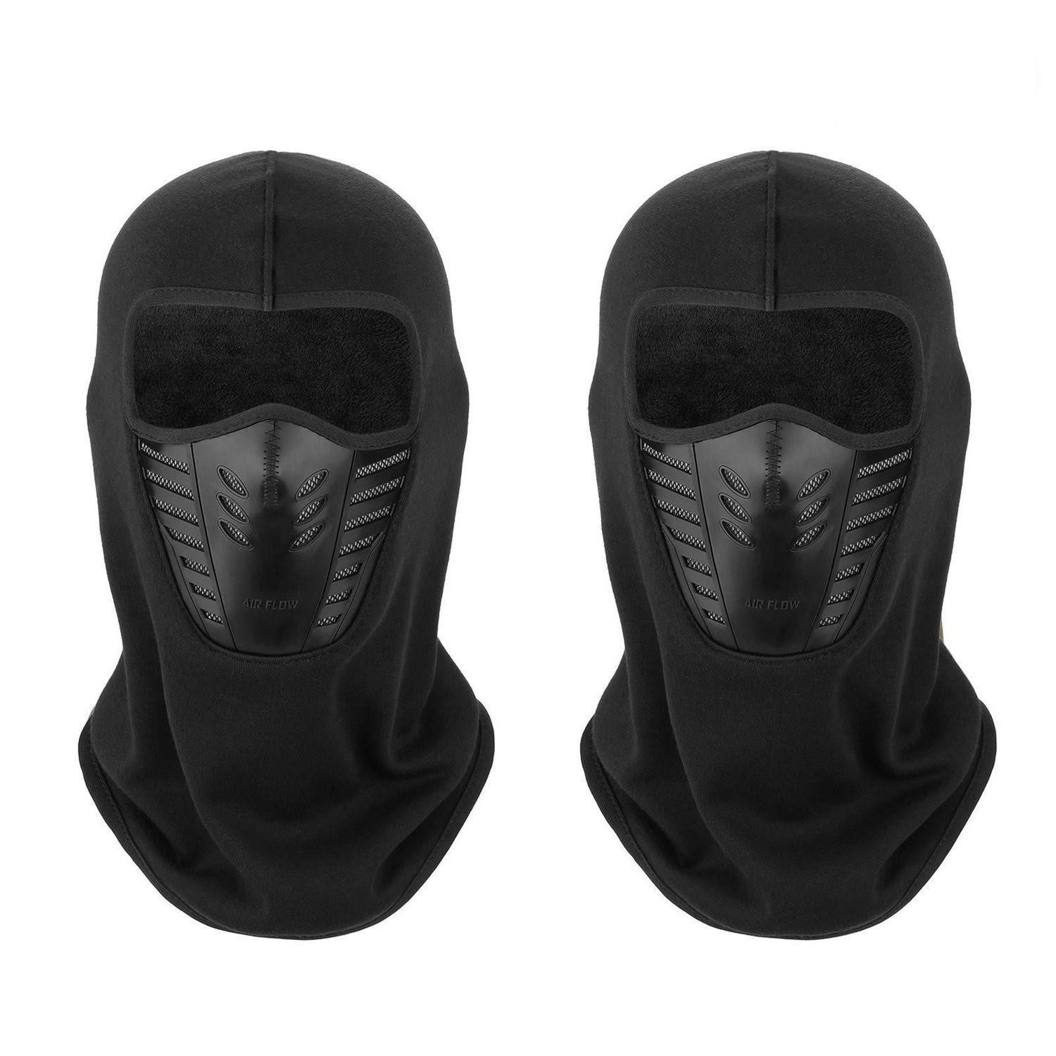 LuxusKollektion Sturmhaube Warmsturmhaube Gesichtsmaske Mesh Winddicht Nackenwärmer Schwarz-2Pack