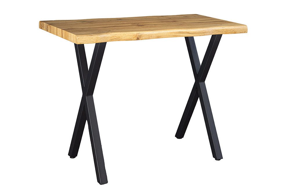 riess-ambiente Bartisch WILD 120cm braun/schwarz - Wildeichen-Design, X-Gestell, 4cm Baumkante (Einzelartikel, 1-St), Metall-Gestell & Industrial-Design - ideale Größe für Deine Küche