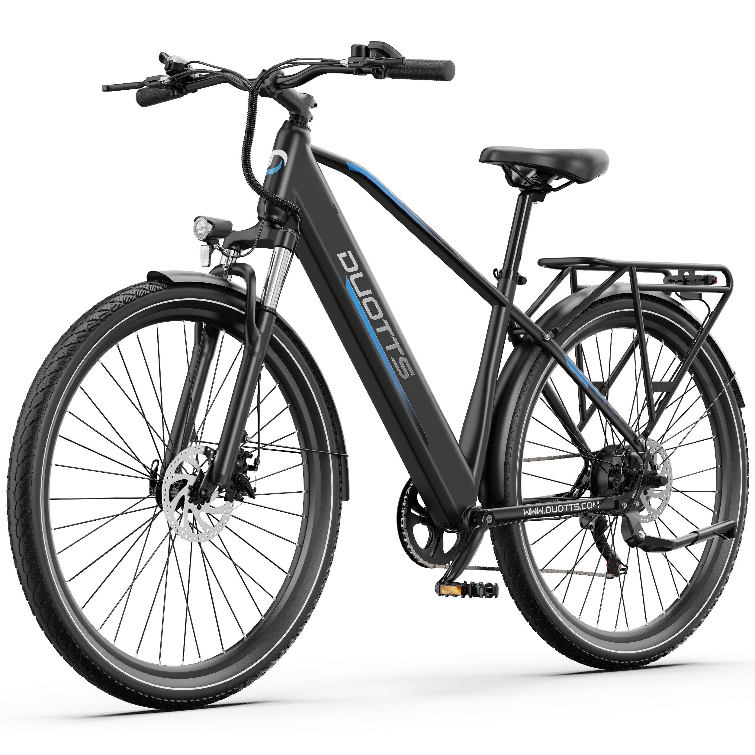 DUOTTS E-Bike Mountainbike Herren Damen E-Citybike 28 Zoll 250W 468Wh 90km Scheibenbremse, Kettenschaltung, Heckmotor, 468 Wh, (Beleuchtungsset mit Batterieladegerät, Batterieschlüssel, Werkzeug), E-Bike mit Scheibenbremsen, Federgabel & 27,5" pannensiche