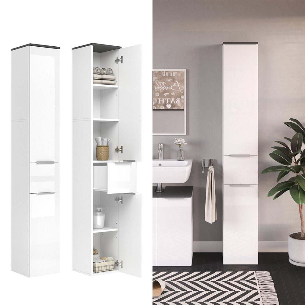 Vicco Hochschrank Otis, Weiß Hochglanz/Anthrazit, 30 günstig online kaufen
