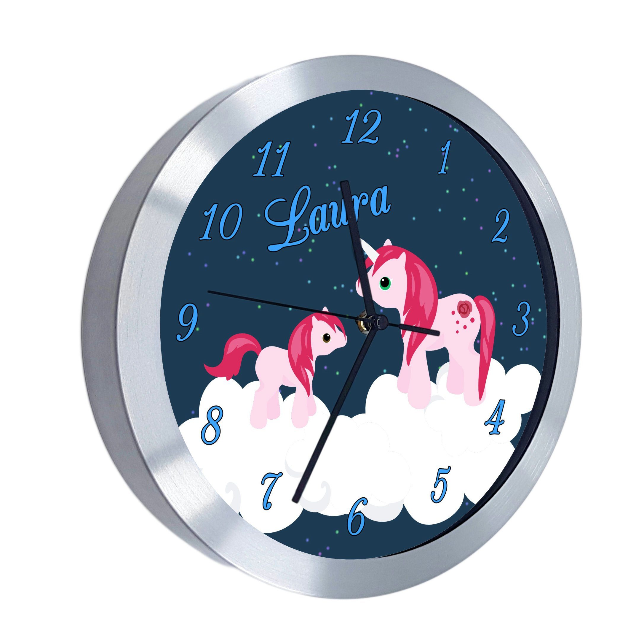 Funkwanduhr CreaDesign Wanduhr personalisiert Einhorn Kinder Kinderzimmer