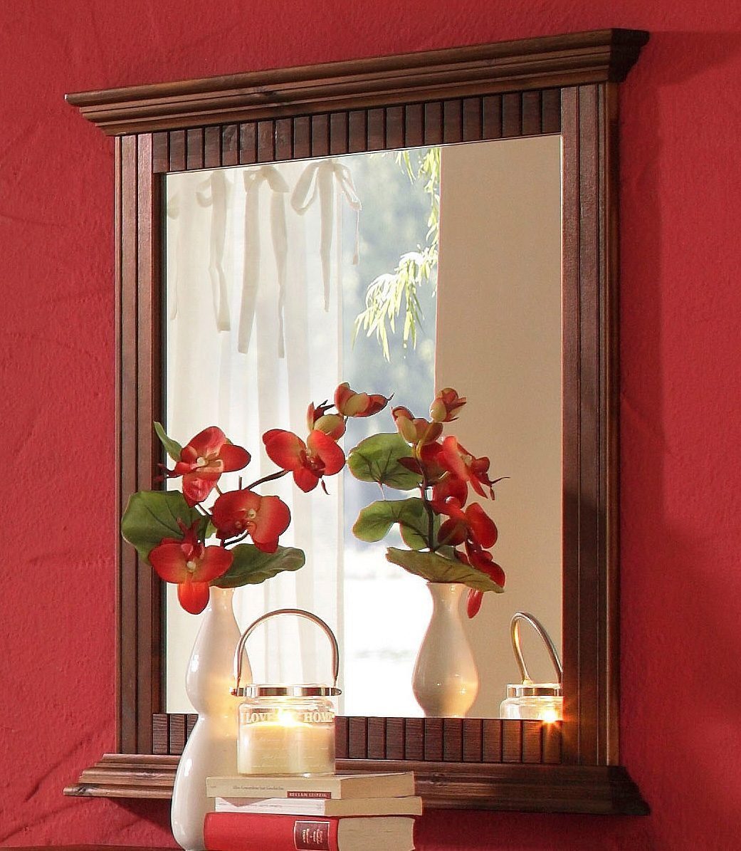 OTTO home Spiegel Rustic, Garderobenspiegel, Landhausstil, Rahmen in Kiefer massiv, Breite 78 cm, mit Zierfräsungen