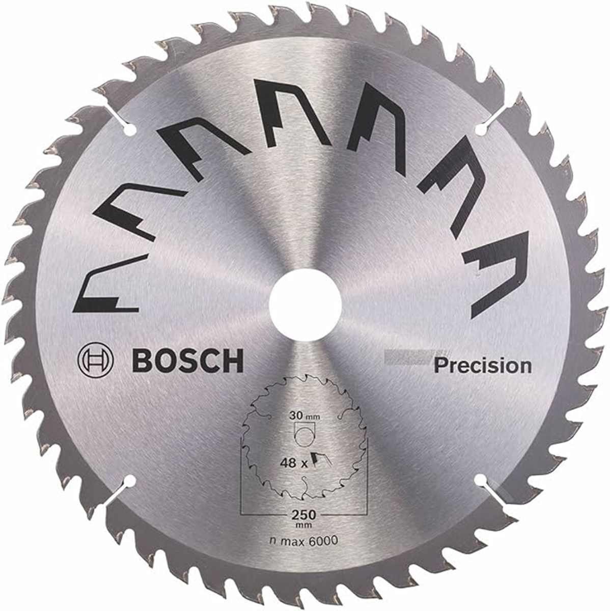 BOSCH Bohrfutter Bosch Kreissägeblatt Precision 250 x 2 x 30,Z48 feine Schnitte Holz