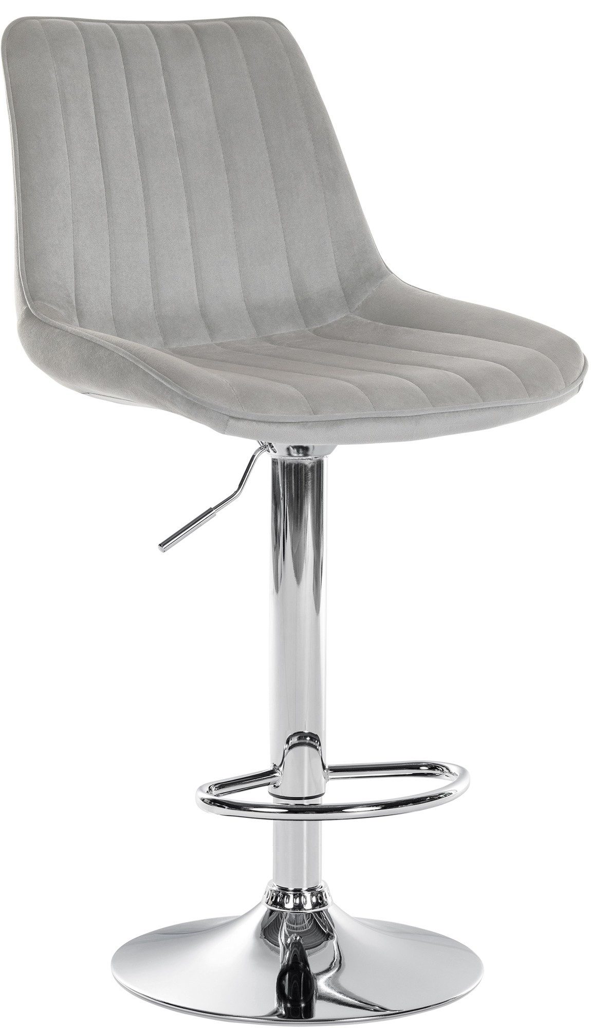 furnicato Barhocker Toni Samt 91-112x49.5x50 cm grau (1 St), Höhenverstellbarer Thekenhocker mit 360 Grad Drehsitz für die Bar