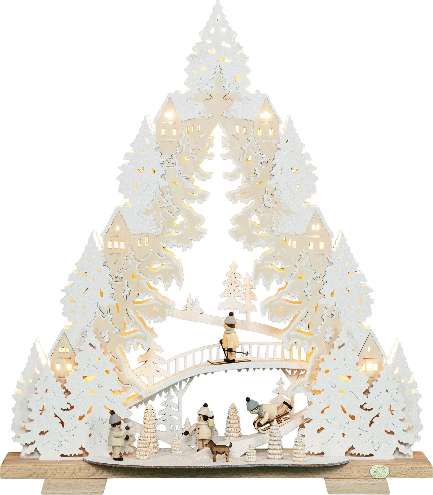 LED Schwibbogen Lichterspitze, Rodeln auf dem Ziegenberg Schnee