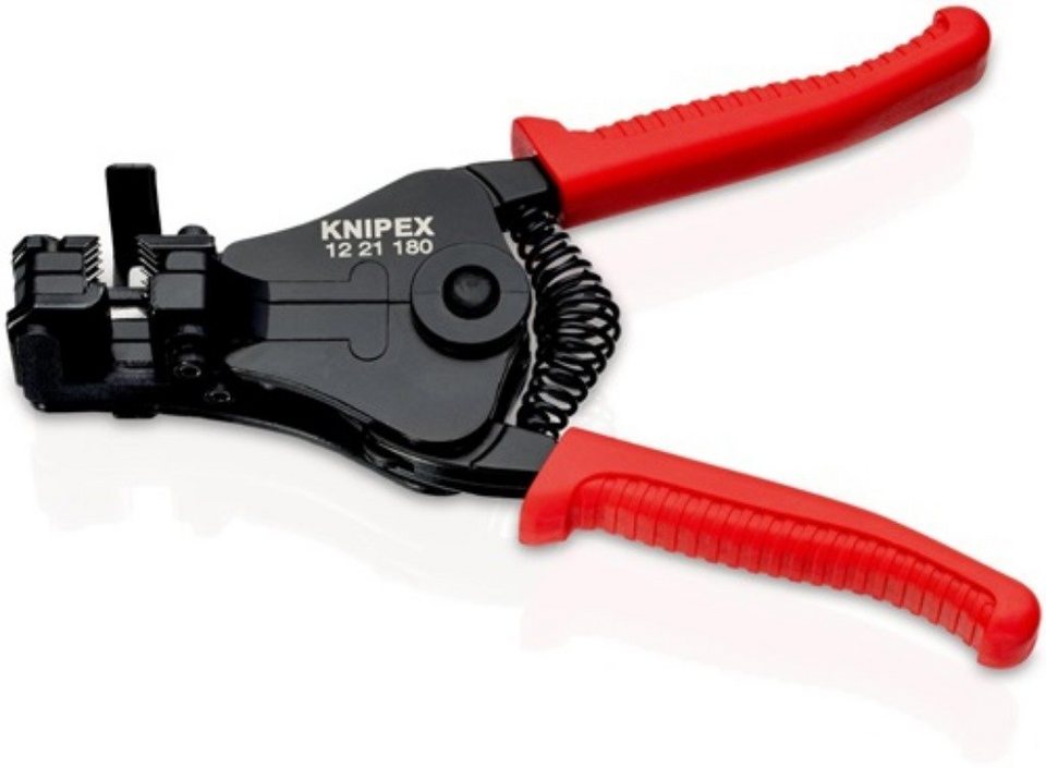 Knipex Abisolierzange Abisolierzange Länge 180 mm schwarz lackiert  Kunststoffüberzug mit Öffnungsfeder, schwarz | Länge 180 mm | Abisolierzange  | mit Öffnungsfeder