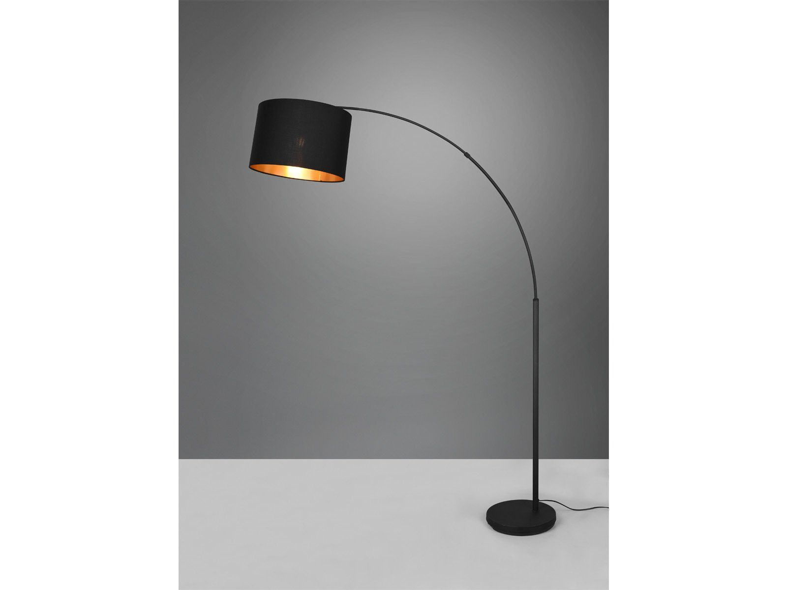 Reality Leuchten LED Bogenlampe, Dimmfunktion, LED wechselbar, Warmweiß, Stehlampe ge-bogen dimmbar für Esstisch Schwarz Gold-en, Höhe 171cm
