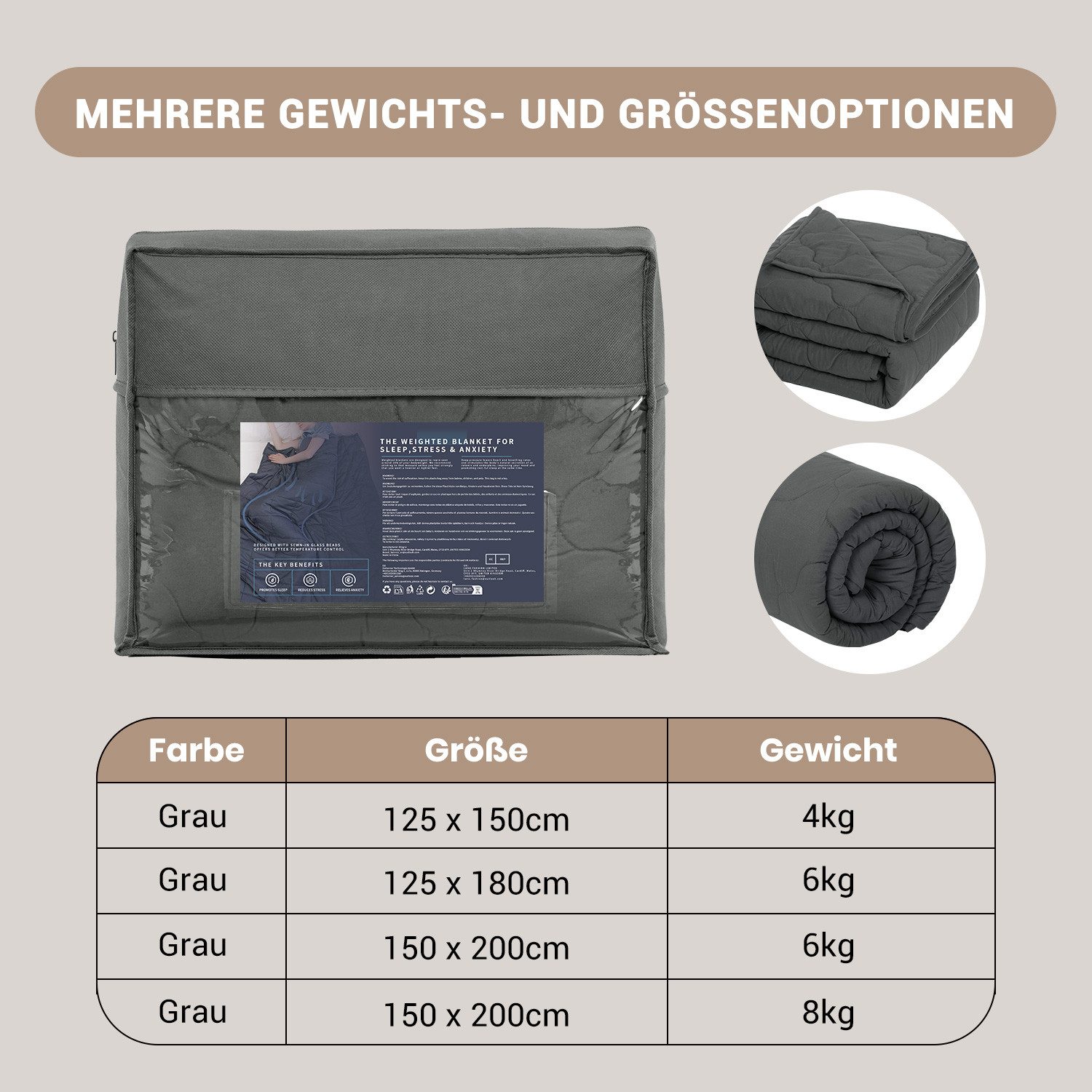 Good Nite Gewichtsdecke Weighted Blanket Schwer Decke Anti Stress Therapiedecke, Bezug: 6KG, Anti Stress Therapiedecke für Erwachsene besser zu Schlafen – Bild 2 von 5
