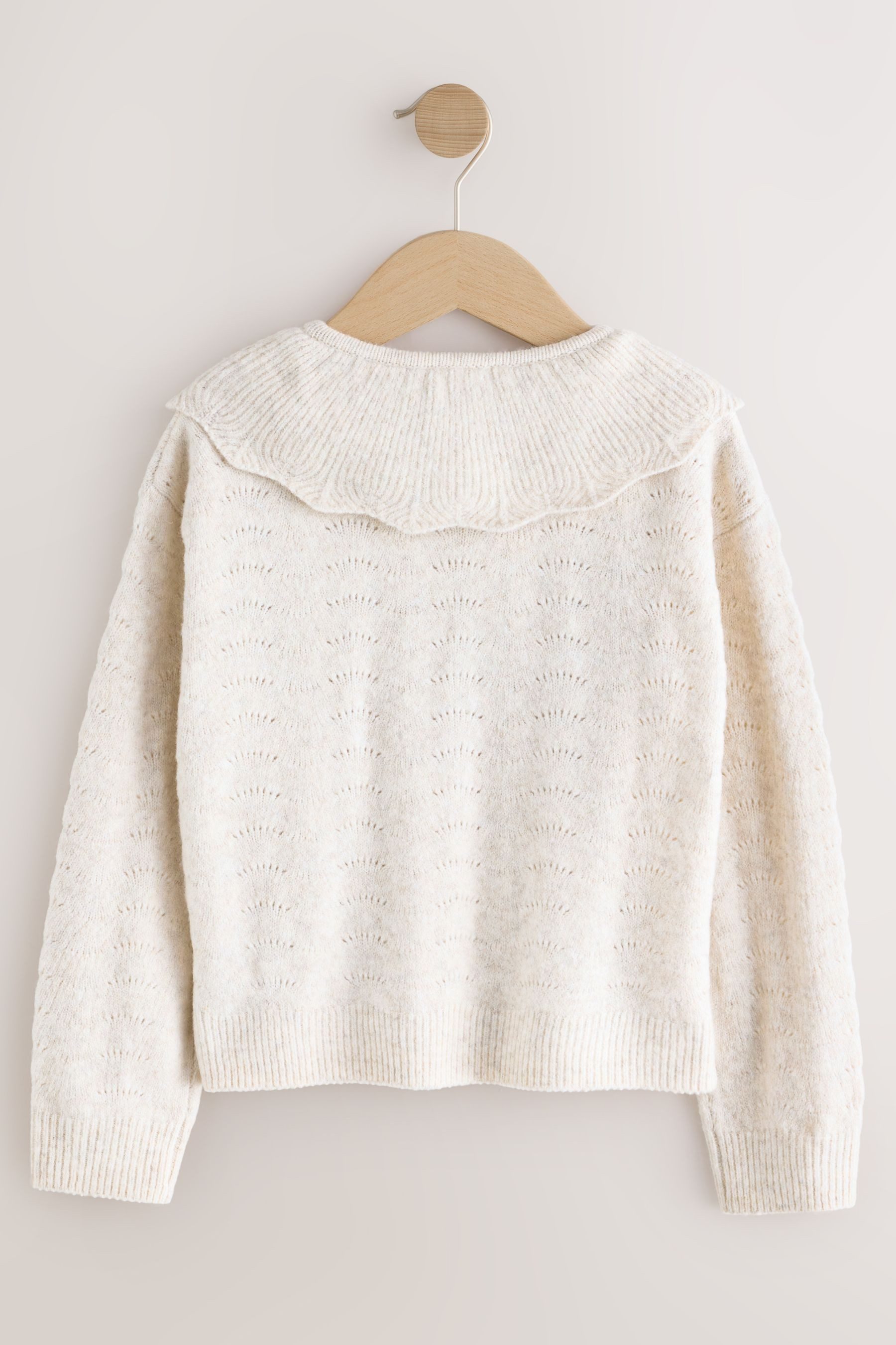 Next Strickpullover Pullover mit Perlen am Kragen (1-tlg)