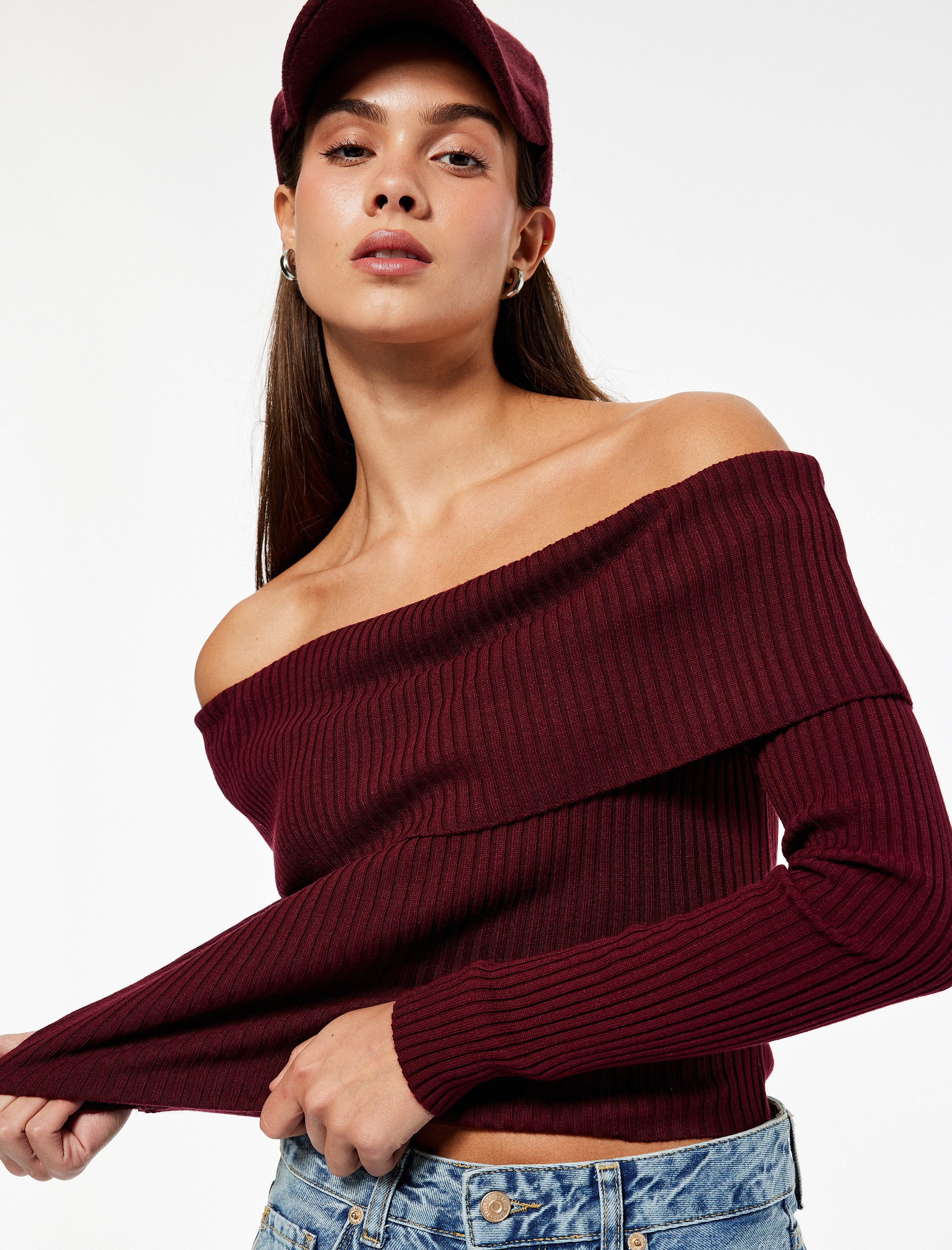 Koton Strickpullover Koton Off-Shoulder Strickpullover