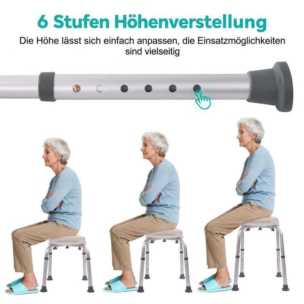 Aiorber Badhocker Aiorber-Höhenverstellbarer Duschhocker Weiß Aluminium Badesitz – Bild 5 von 5