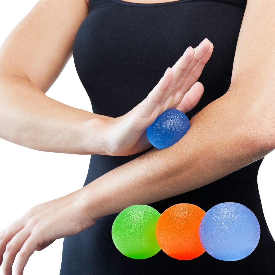 Medosan Massageball Faszienbälle 3er-Set, verschiedene Härtegrade, Therapiebälle, steigert die Beweglichkeit und Flexibilität von Händen und Fingern