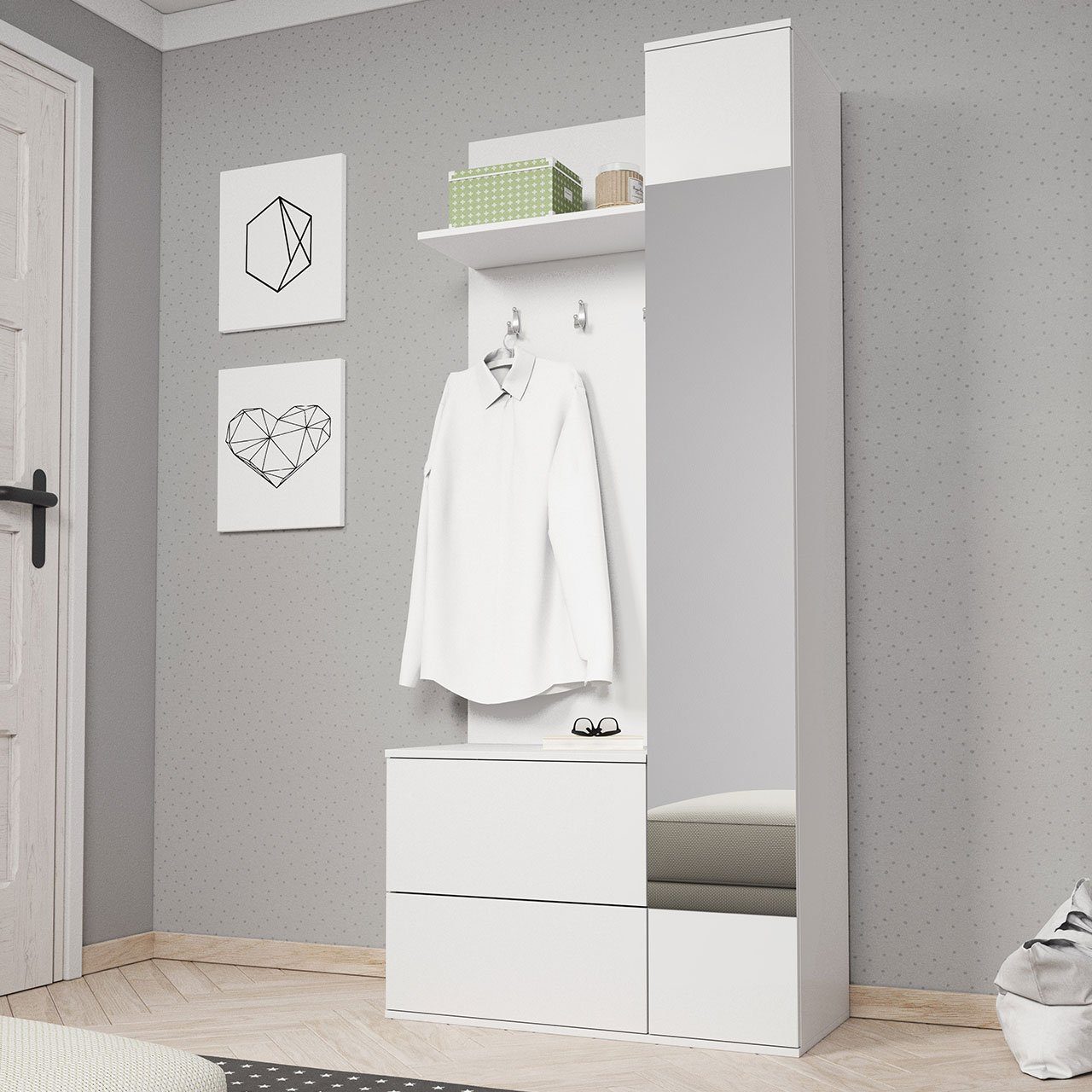 MIRJAN24 Garderoben-Set Green, Wandgarderobe mit Spiegel günstig online kaufen