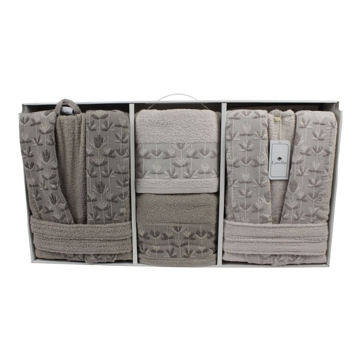 alesvelt Unisex-Bademantel Wellness Set 6 teilig aus Baumwolle, 2x Bademant günstig online kaufen