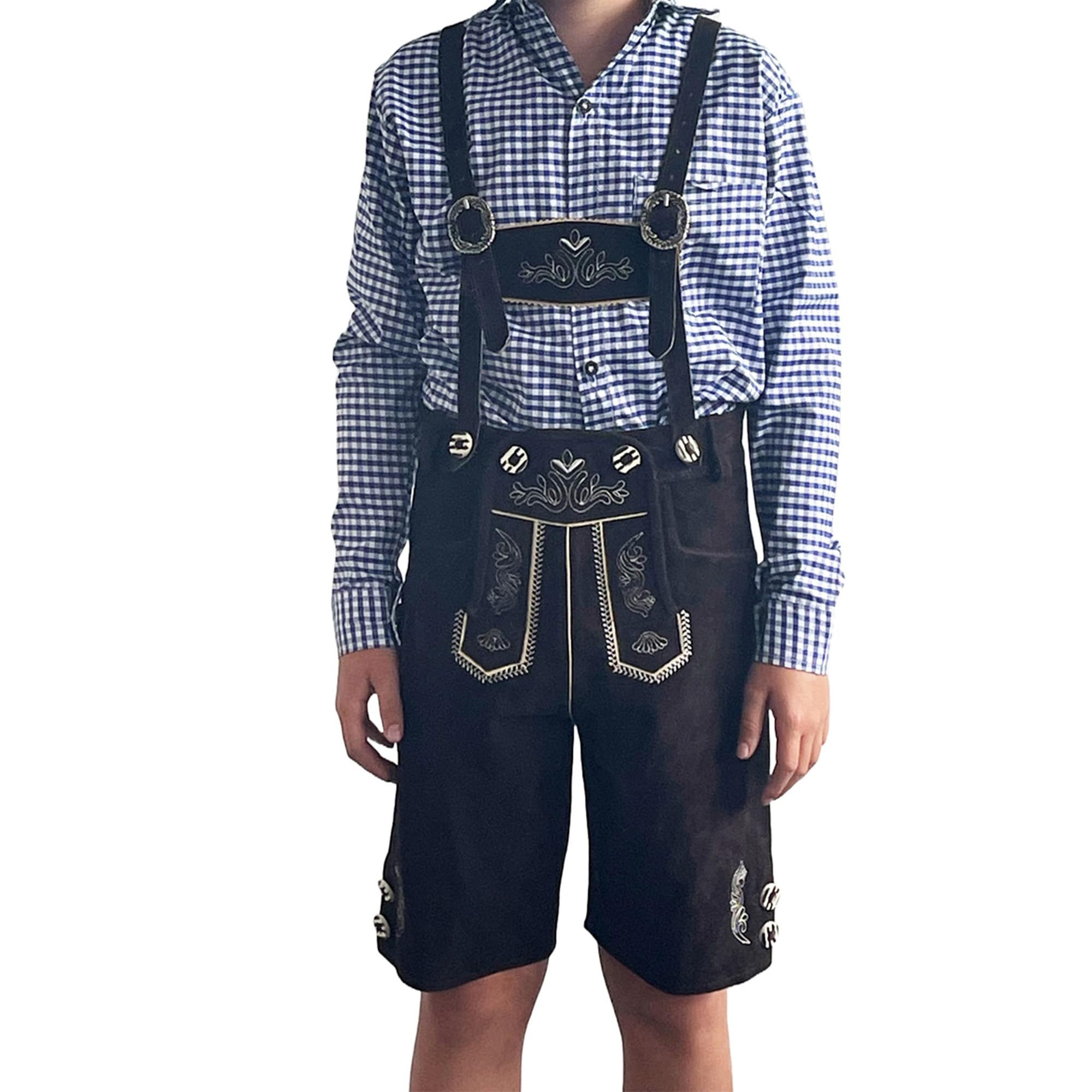 Trachterbahn Trachtenlederhose Kinderlederhose Tracht kurz braun Bestickt echtes Leder, Oktoberfest