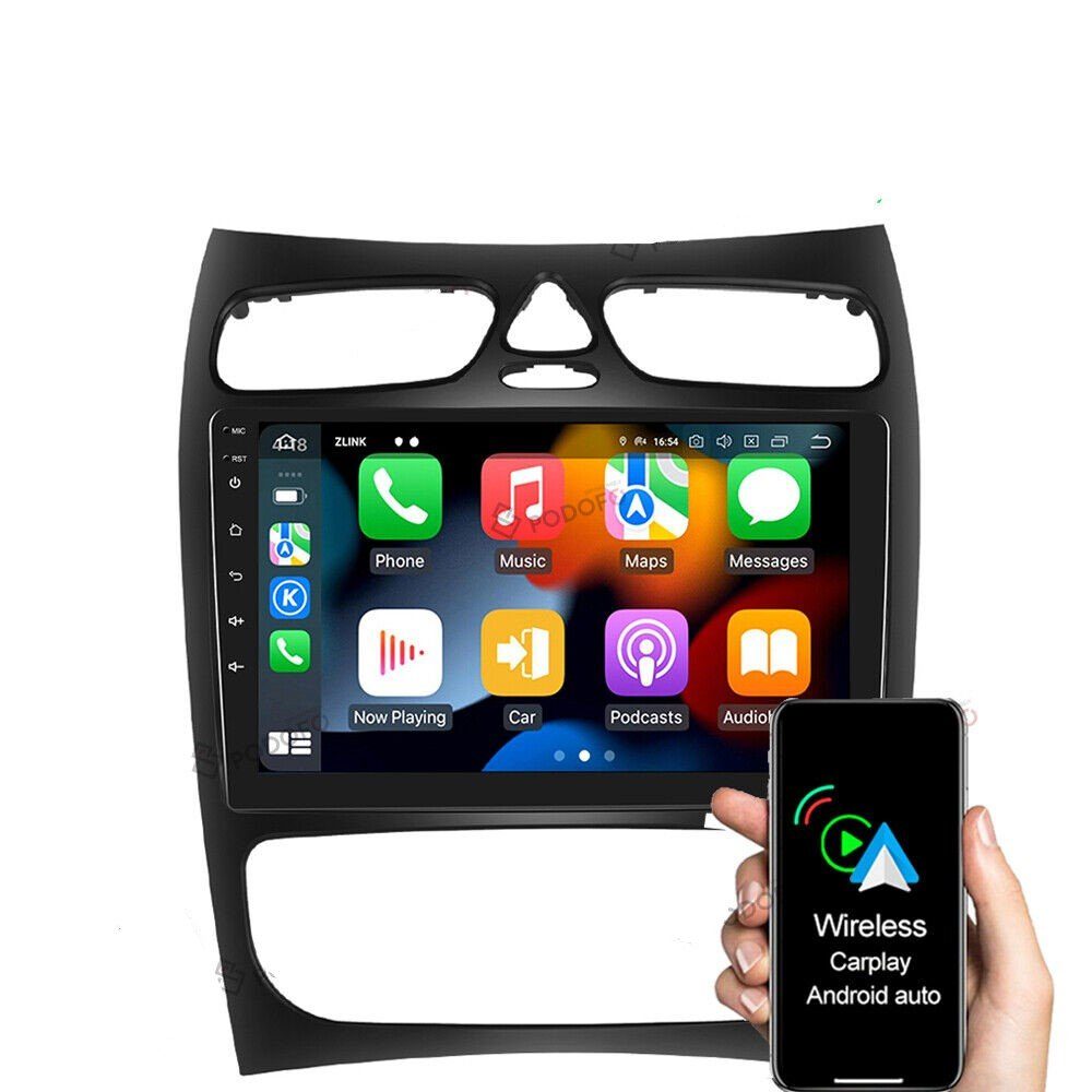 S203 Autoradio GABITECH Carplay Navi 9 W203 zoll Mercedes Benz Android für Autoradio 12