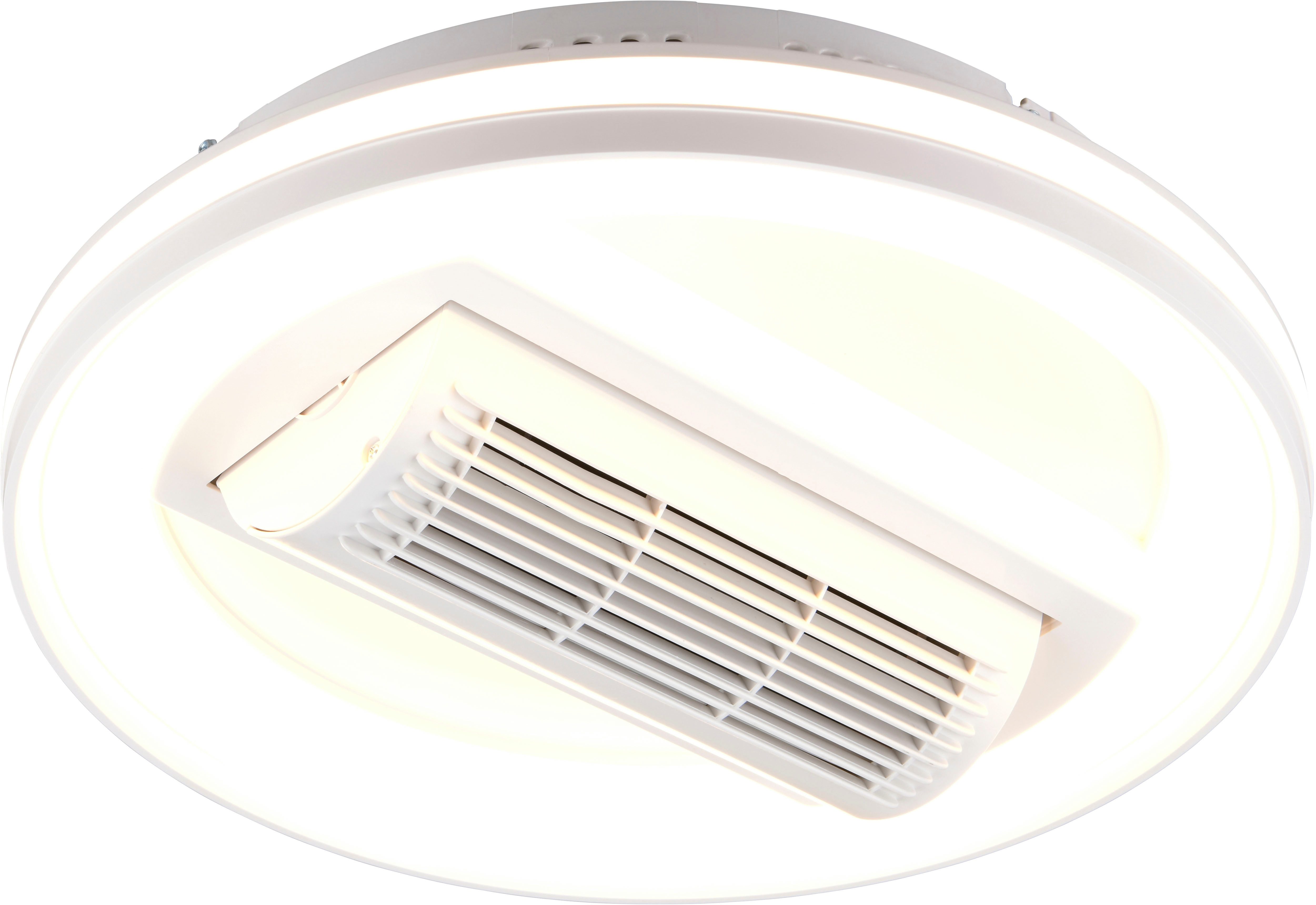 Reality Leuchten LED Deckenleuchte KURULA mit Ventilator, schwenkbarer Deckenventilator mit 37W LED, CCT - über Fernbedienung, Dimmfunktion, Fernbedienung, Infrarot inkl., Timerfunktion, Ventilatorfunktion, getrennt schaltbar, mehrere Helligkeitsstufen, L