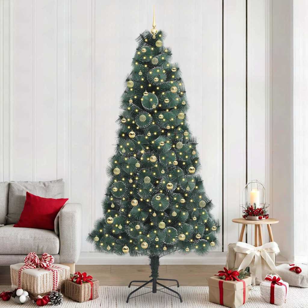 vidaXL Künstlicher Weihnachtsbaum vidaXL Künstlicher vorbeleuchteter Weihnachtsbaum mit Kugelset 240 cm