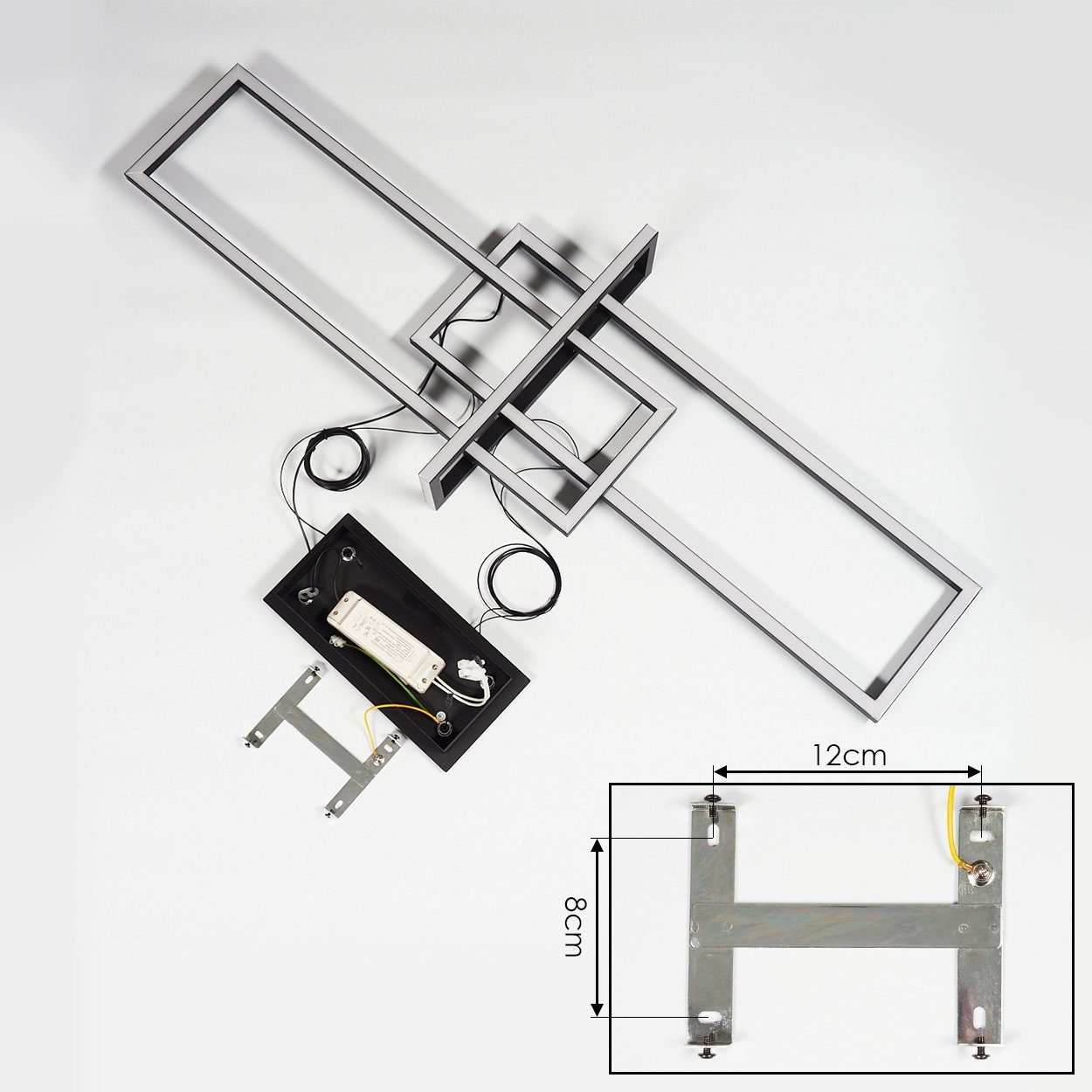 hofstein Pendelleuchte »Muina« dimmbare Hängelampe, Metall, Schwarz, weißer Kunststoffschirm, 3000 Kelvin, 1xLED 34 Watt, max. 4200 Lumen – Bild 4 von 5