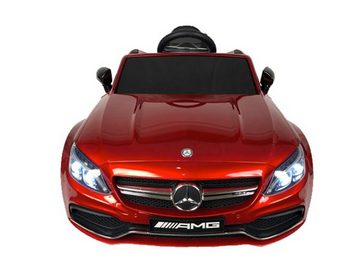 TPFLiving Elektro-Kinderauto Mercedes C 63 AMG mit Fernbedienung - 2 x 12 Volt - 7Ah-Akku, Belastbarkeit 30 kg, Kinderfahrzeug mit Soft-Start und Bremsautomatik - Farbe: rot