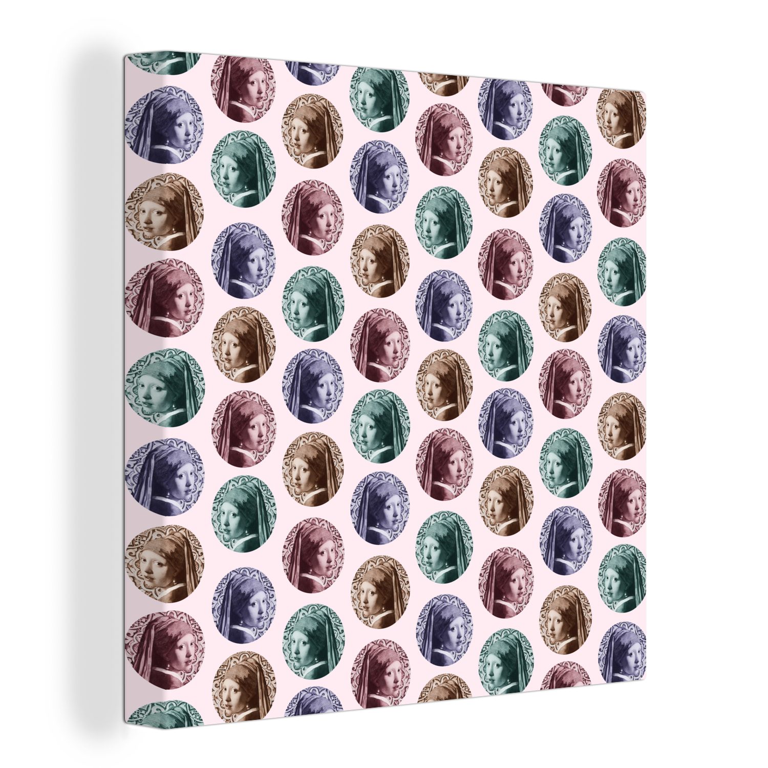 OneMillionCanvasses® Leinwandbild Girl with a Pearl Earring - Muster - Farben, (1 St), Leinwand Bilder für Wohnzimmer Schlafzimmer