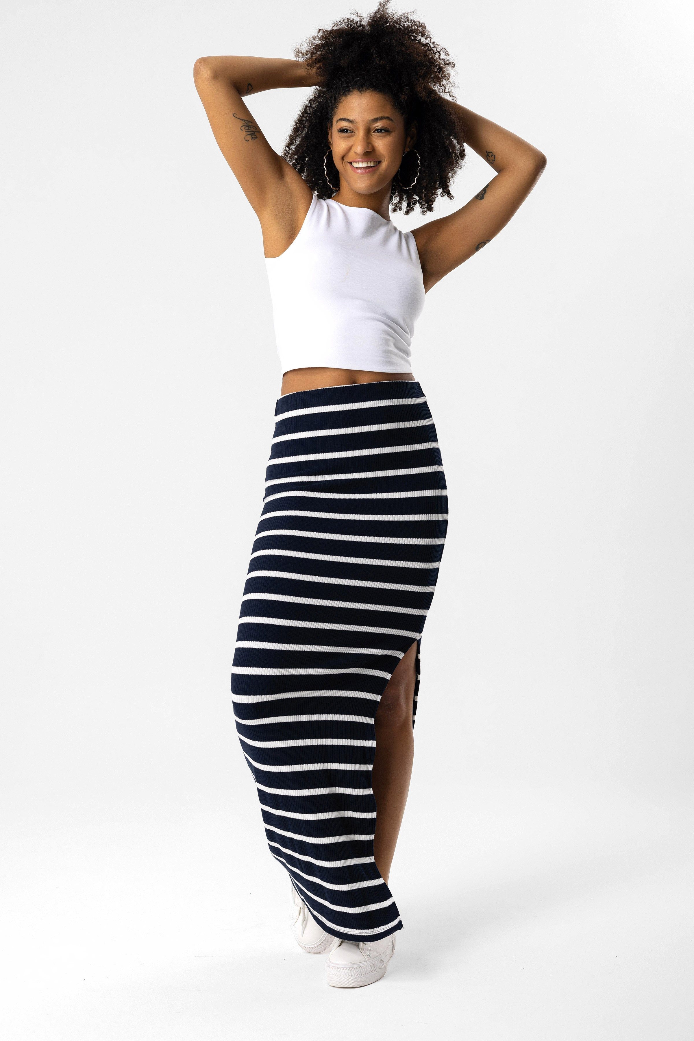 No Matter What Midirock Geschlitzter gestreifter Rock günstig online kaufen