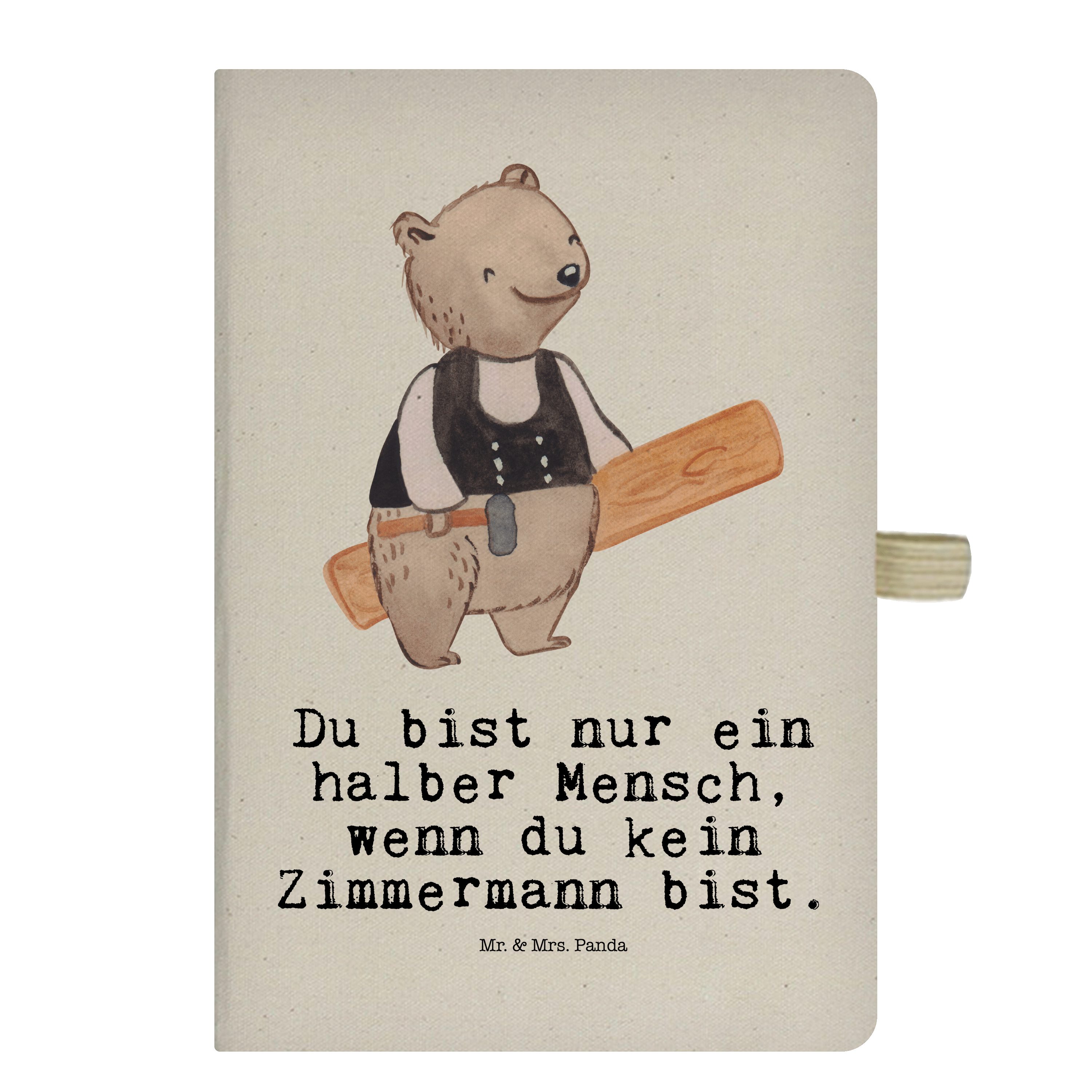 Mr. & Mrs. Panda Notizbuch Zimmermann mit Herz - Transparent - Geschenk, Adressbuch, Kollegin, S Mr. & Mrs. Panda
