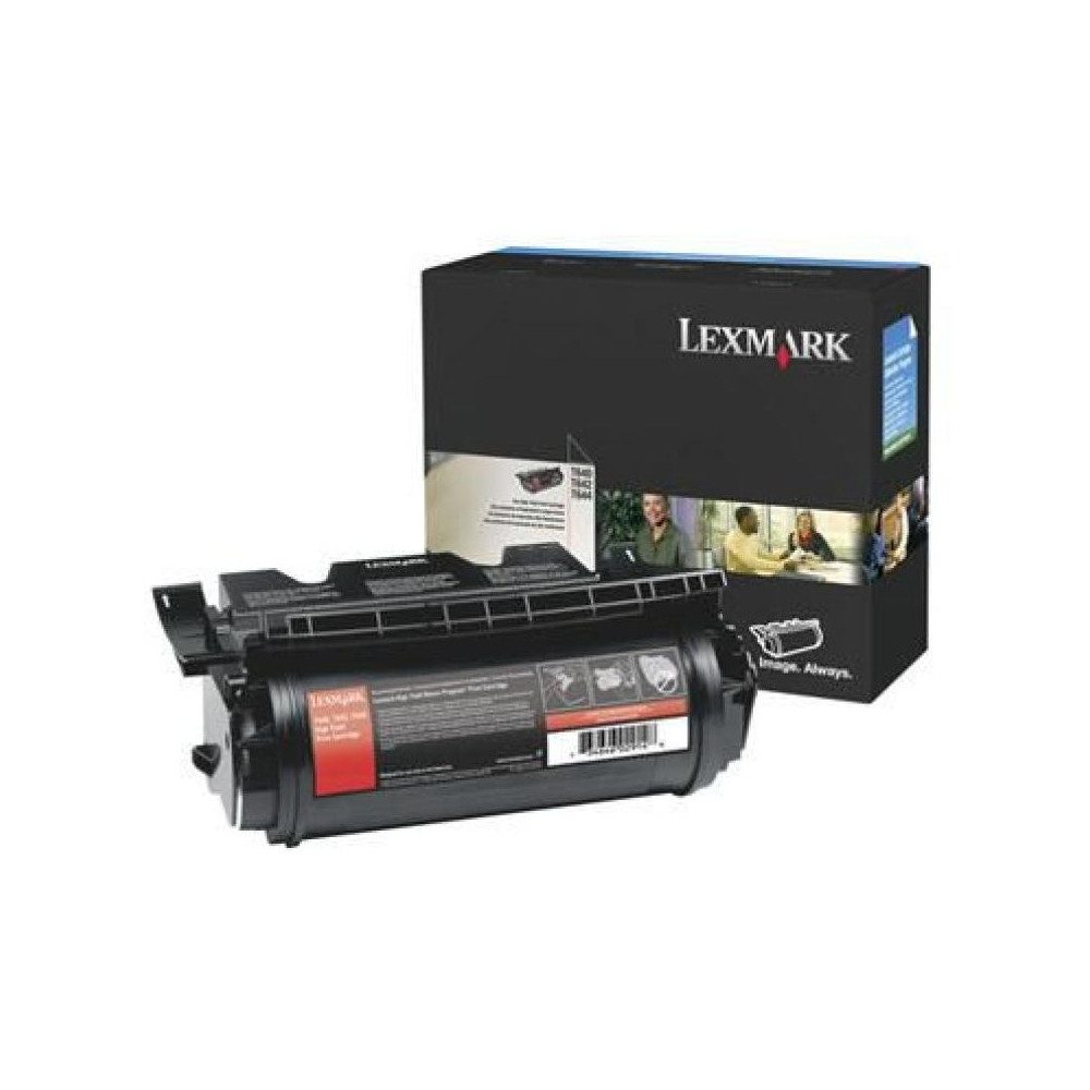 Lexmark Tonerpatrone Lexmark Cartridge Schwarz (64040HW) Toner, (Original Lexmark Produkt, kompatibel mit T640, T642, T644), Hohe Ergiebigkeit, Original Lexmark Produkt