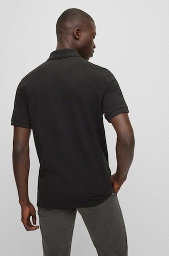 10203439 Poloshirt auf dezentem BOSS Prime 01 Logoschriftzug Brust der ORANGE mit Black