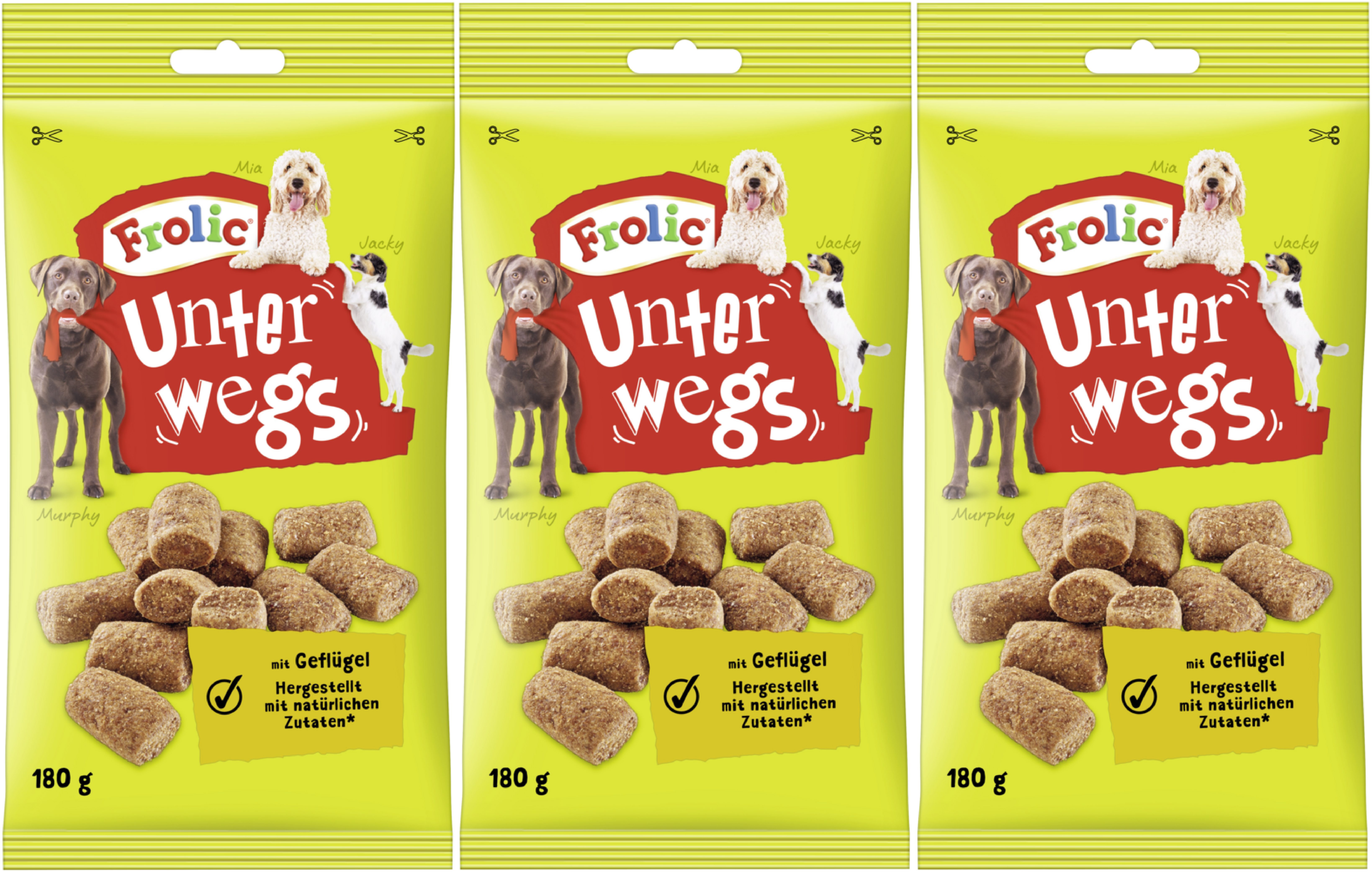 Frolic FROLIC™ UNTERWEGS™ Beutel Geflügel 3 x 180g, Snack für: Hunde