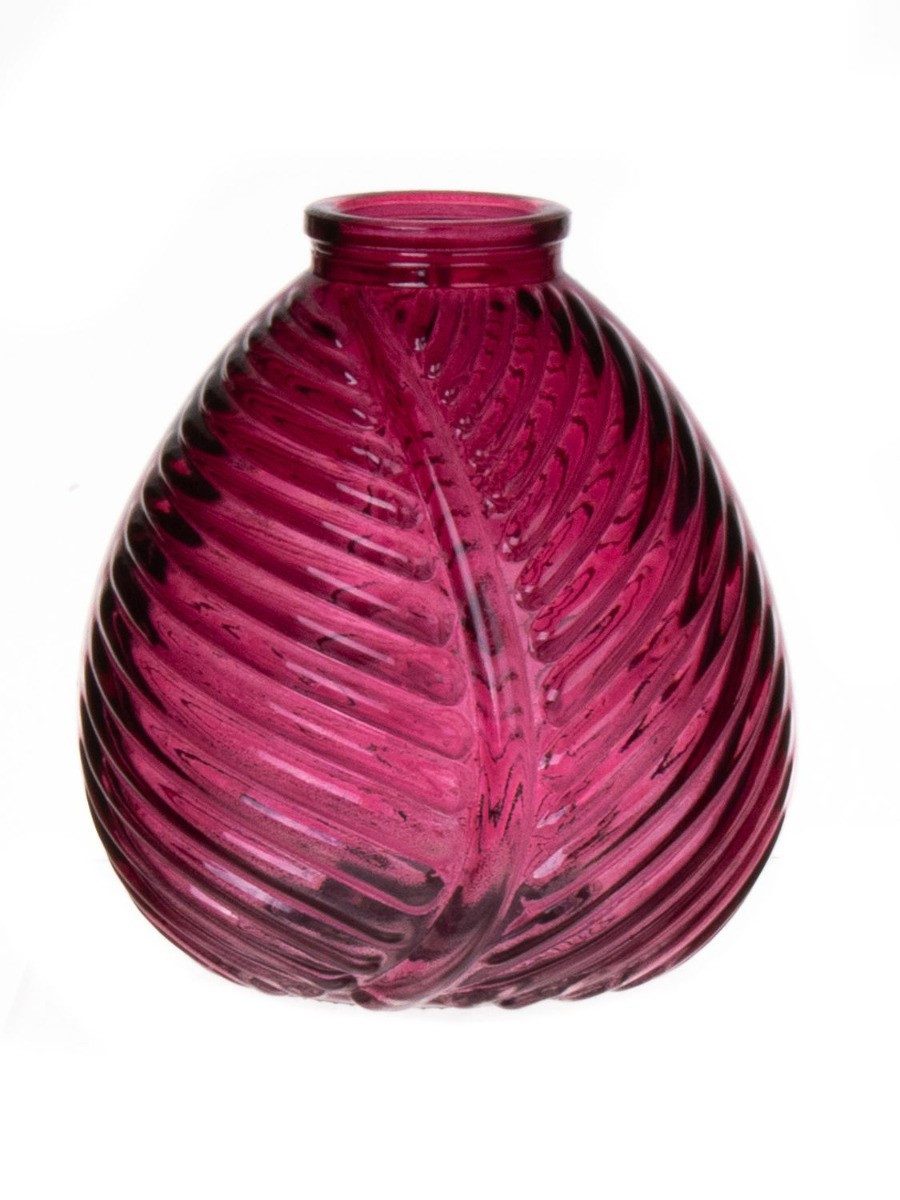 INNA-Glas Dekovase Flaschenvase NELLOMIO mit Blattstruktur, Glas, pin