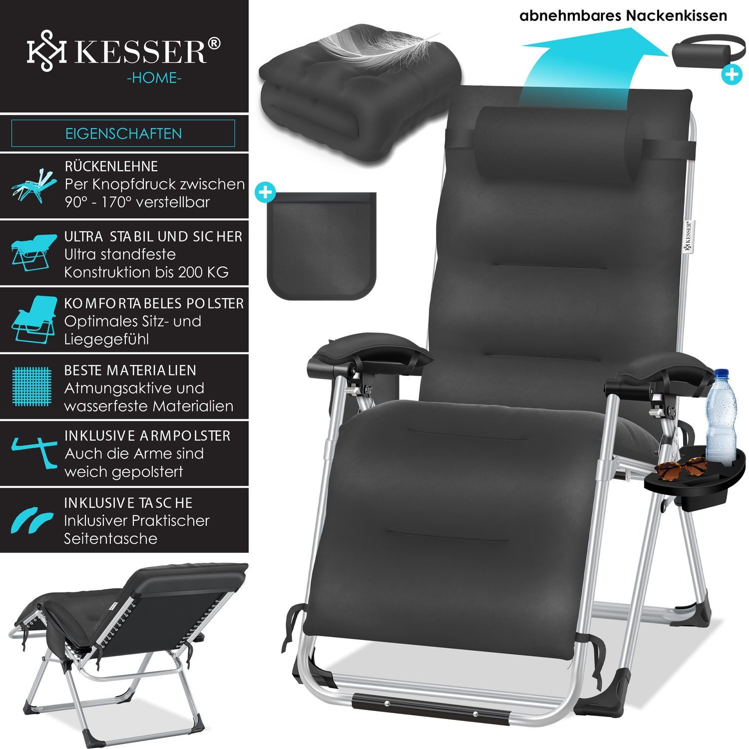 KESSER Gartenliege, Sonnenliege Liegestuhl Klappbar + günstig online kaufen