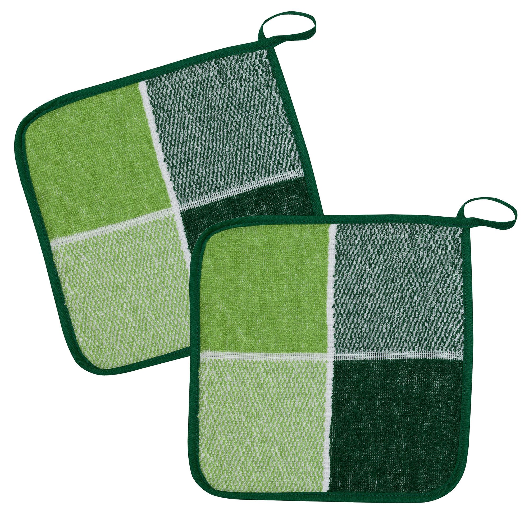 Kracht Topflappen Blockkaro, (Set, 2-tlg., 2-teilig), 2er Set Topflappen, Baumwoll Frottier, ca. 22x22 cm, Ofenhandschuhe, Topfhandschuhe