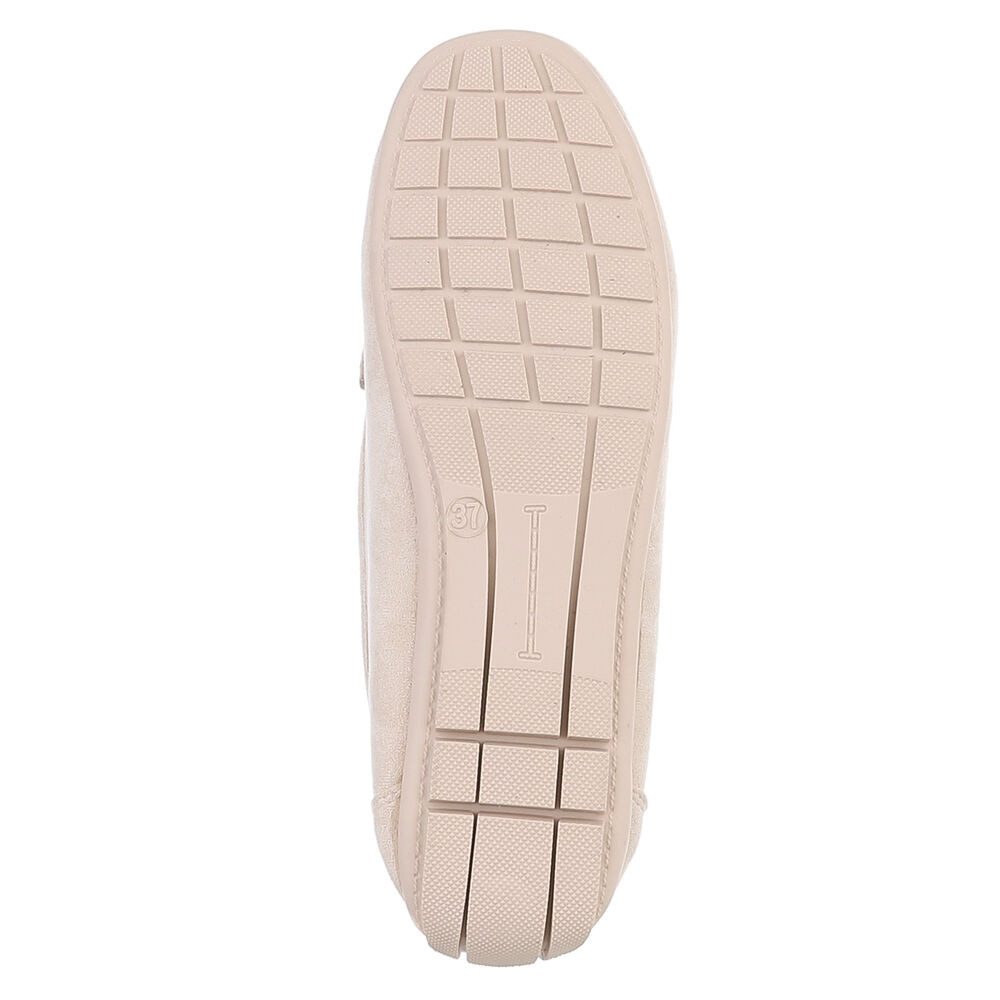 Ital-Design Elegante Wildleder Slipper mit Goldakzent für Damen Slipper (91261064) Flach Mokassins in Beige