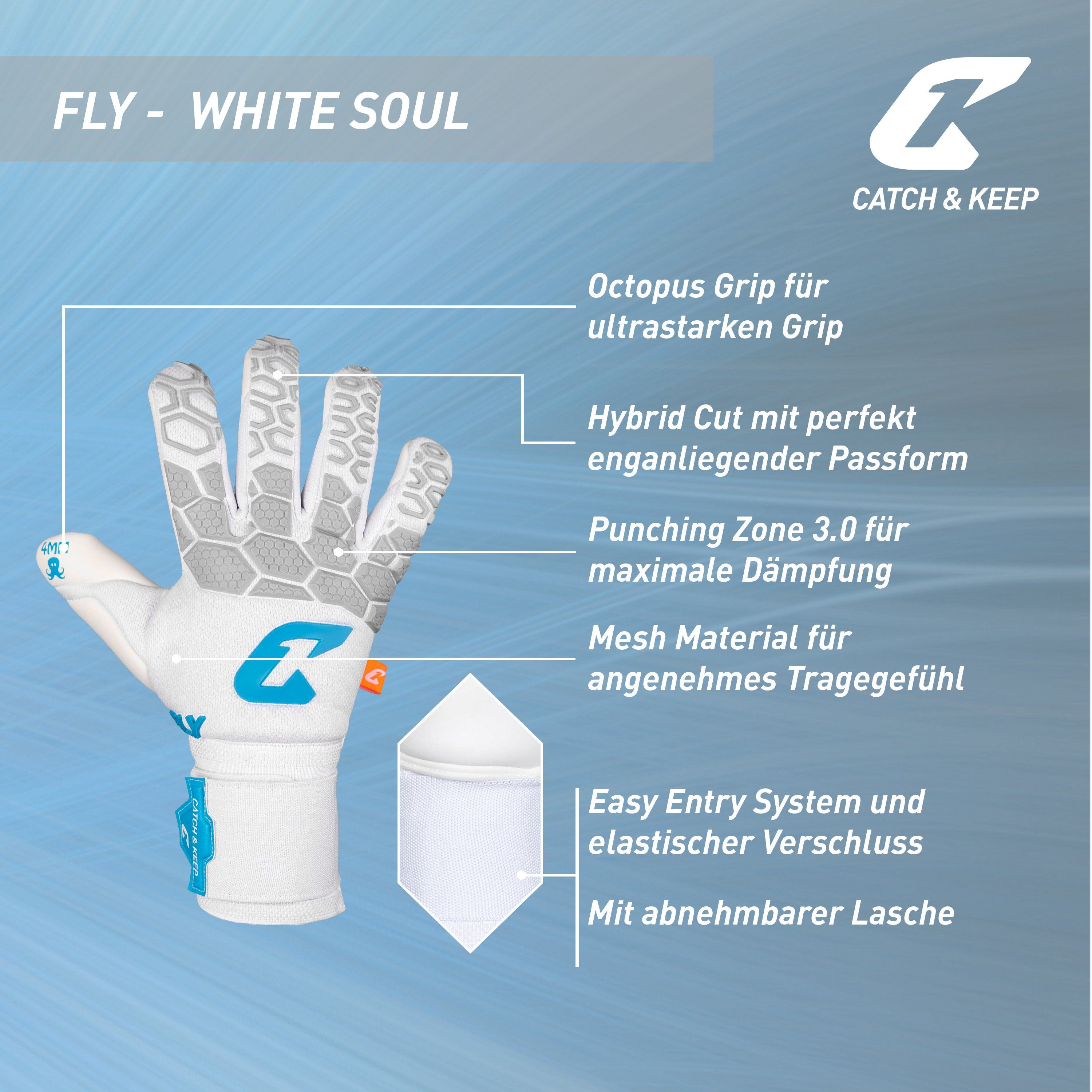 Catch & Keep Torwarthandschuhe Fly Soul Torwarthandschuhe – Profi Griffhandschuhe mit Fingerschutz