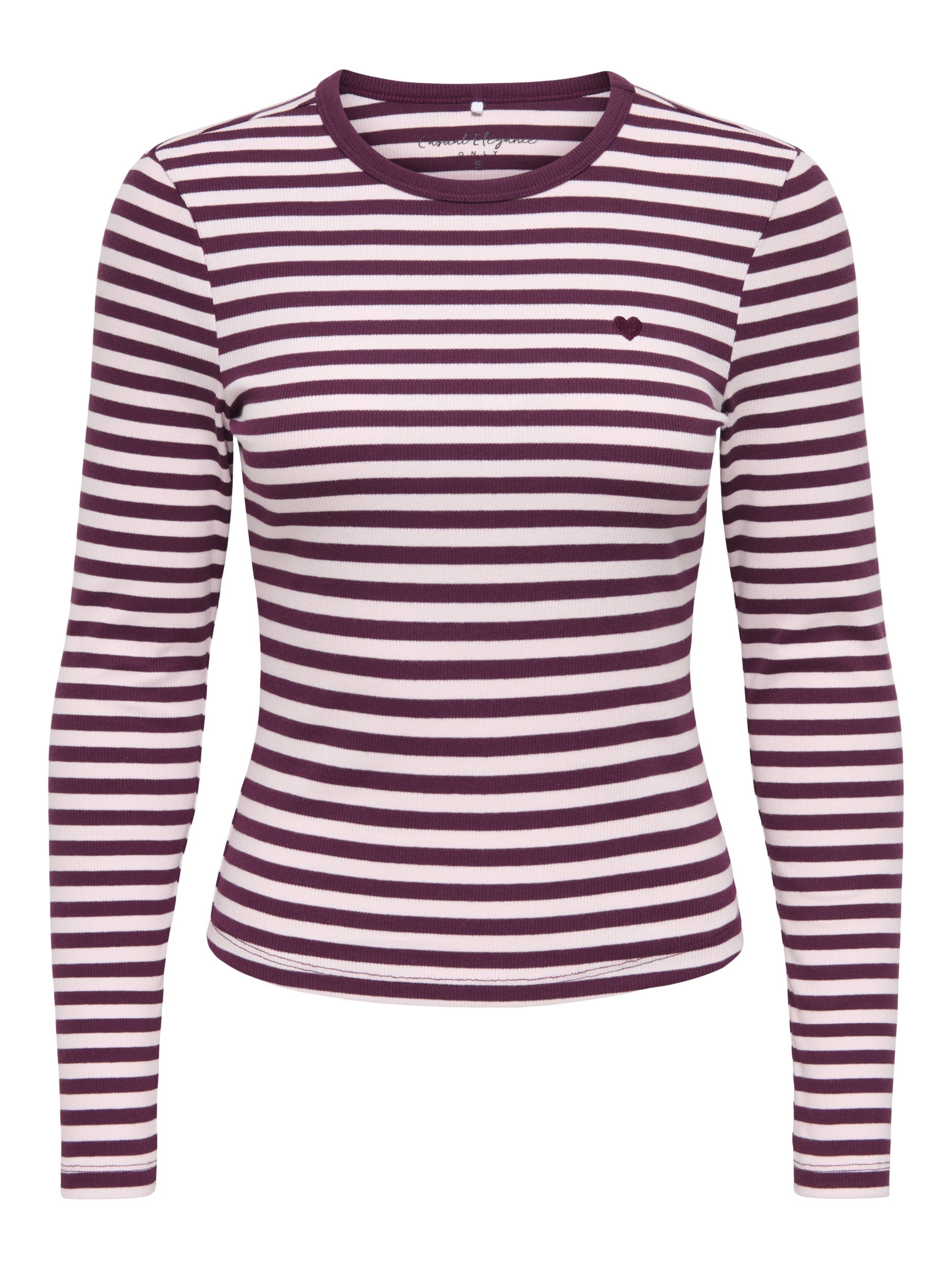 ONLY & SONS Blusenshirt ONLVAL L/S O-NECK STRIPE TOP JRS 177912002 Fig/Pale l
