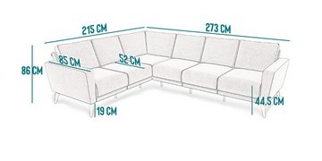 KAUTSCH.com Ecksofa LOTTA, 6-Sitzer Ecksofa, L-Form, zerlegbares System, modular erweiterbar, hochwertiger Kaltschaum, Wellenfederung, made in Europe