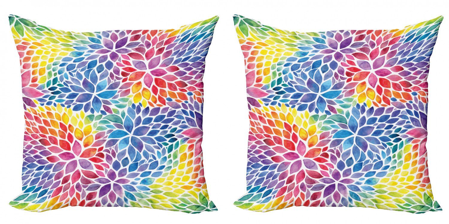 Kissenbezüge Modern Accent Doppelseitiger Digitaldruck, Abakuhaus (2 Stück), Bunt Regenbogen farbige Blätter | Kissenbezüge
